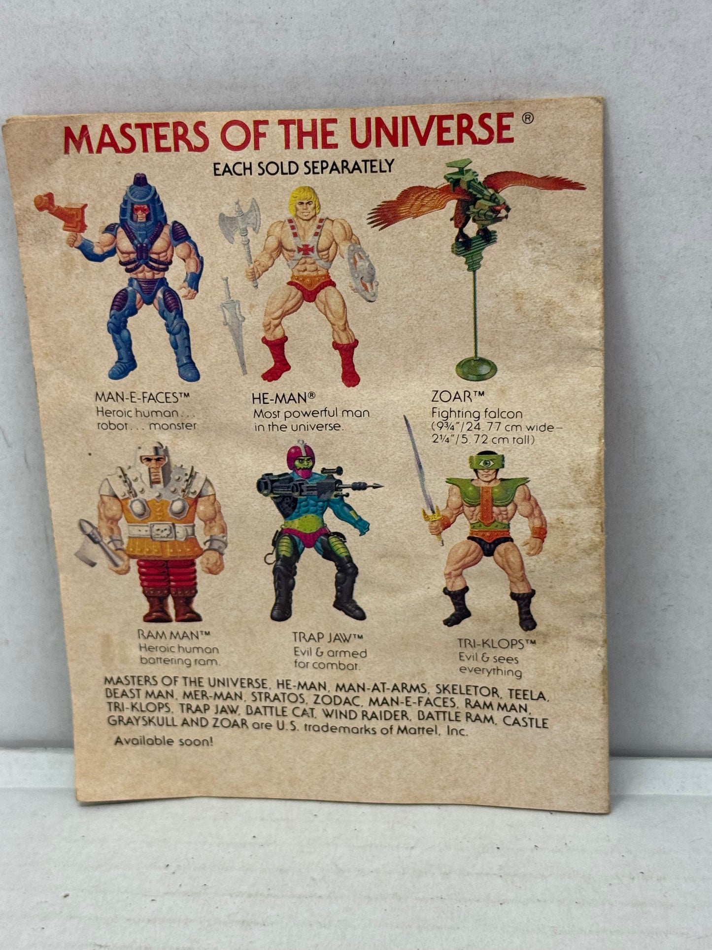 Vtg TRAP-JAW Motu Masters Of The Universe Original He-Man Action Figure Comic #1