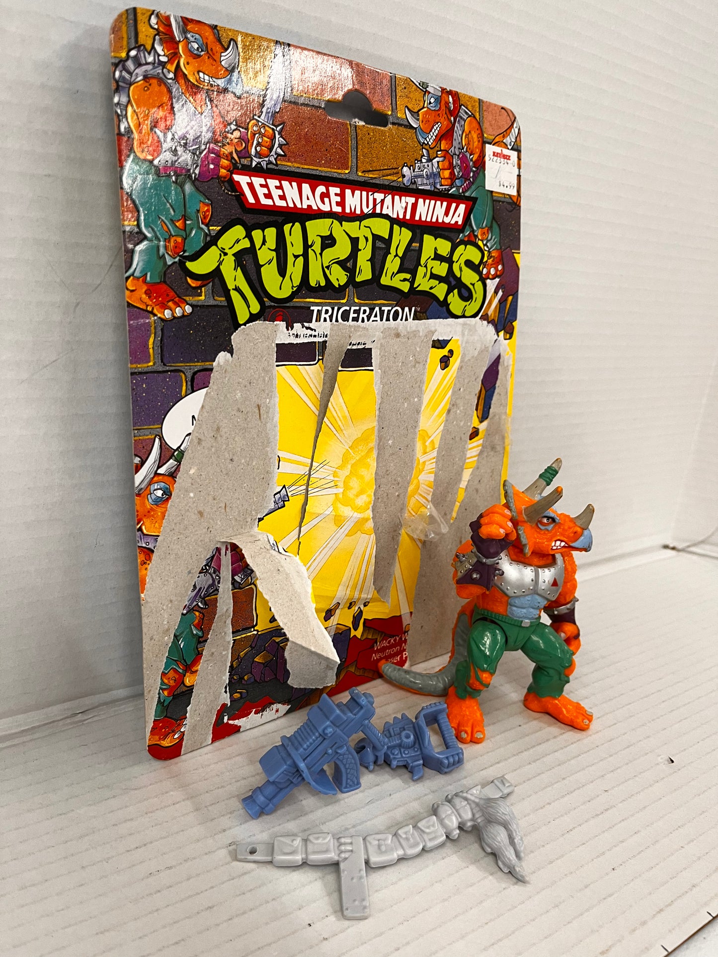 TMNT Triceraton Figure Complete 1990 Teenage Mutant Ninja Turtles Loose W Card