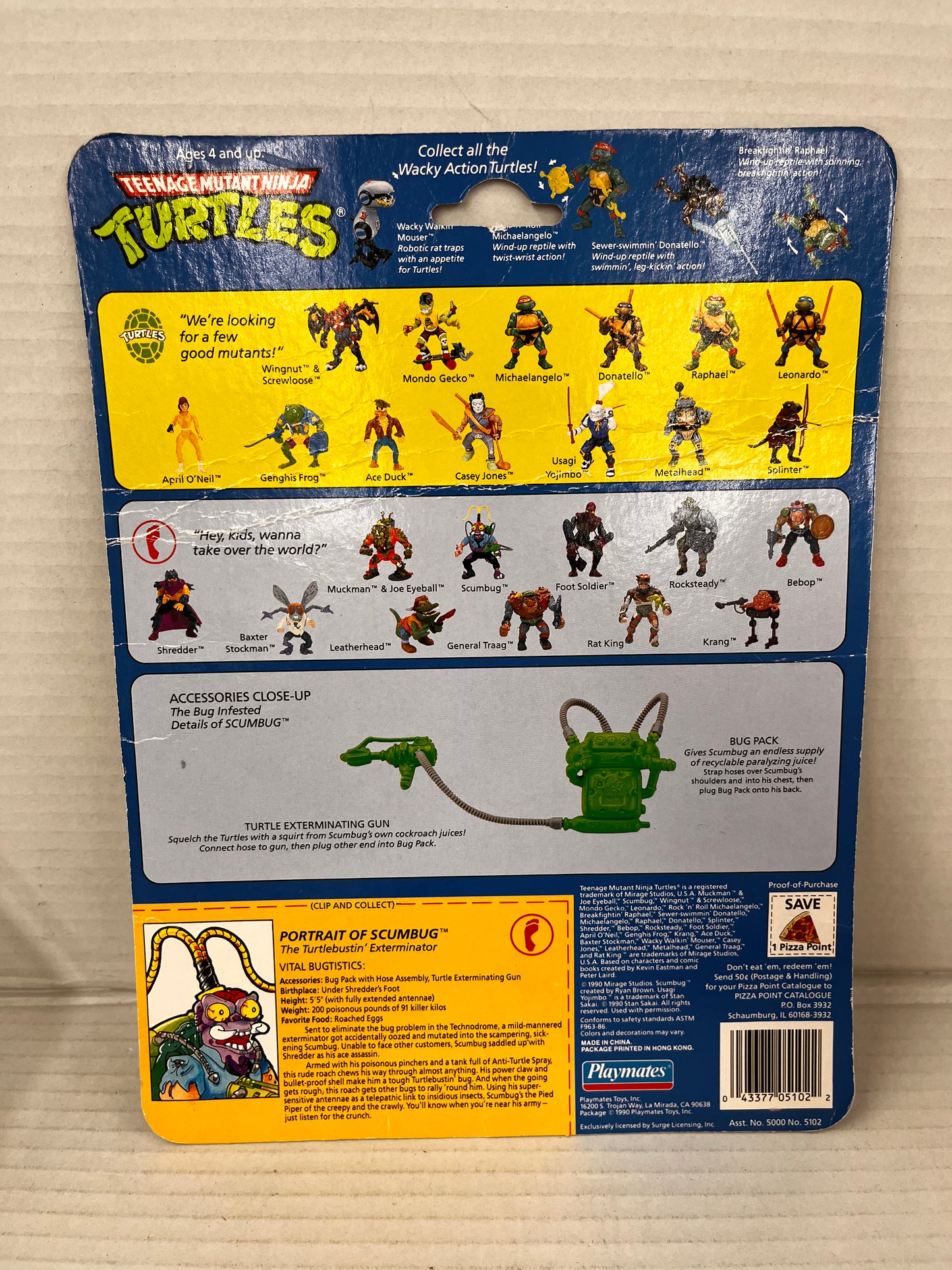 Playmates TMNT Scumbug Complete 1990 Figure w/ Board