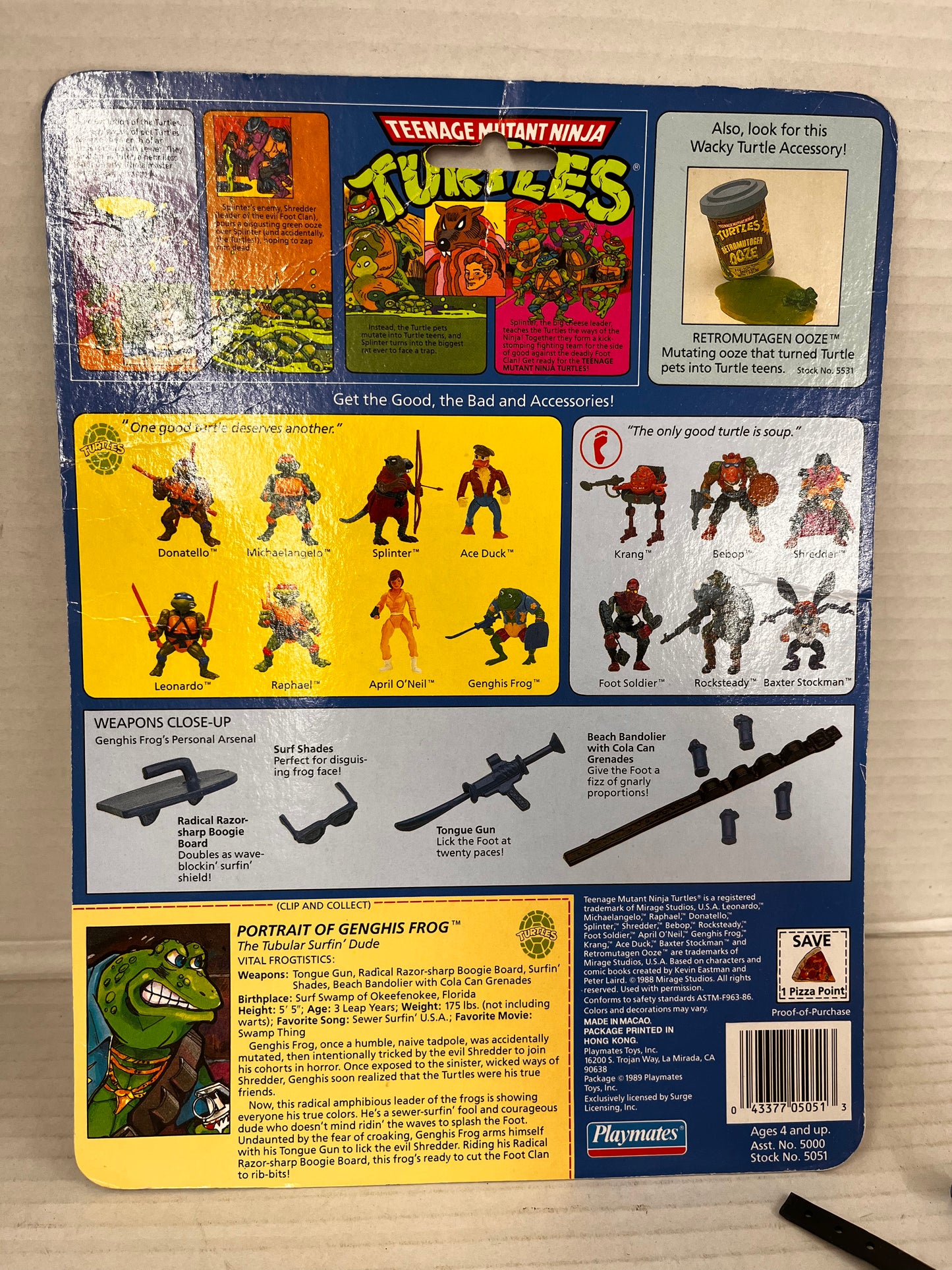 1989 Playmates TMNT Genghis Frog Vintage 100% Complete Ninja Turtles Loose WCard