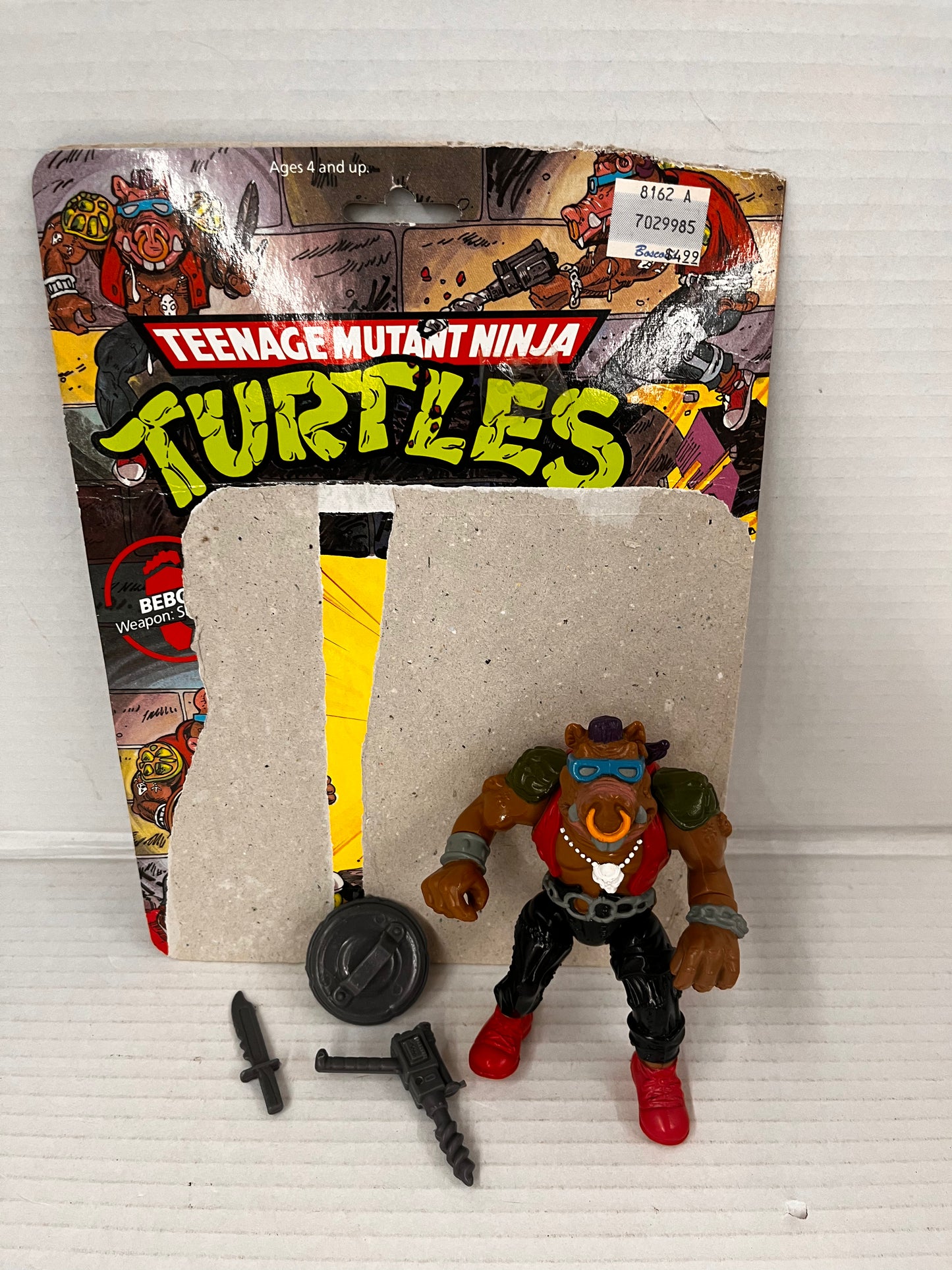 TMNT Bebop Vintage Figure 100% Complete Ninja Mutant Ninja Turtles Loose W Card