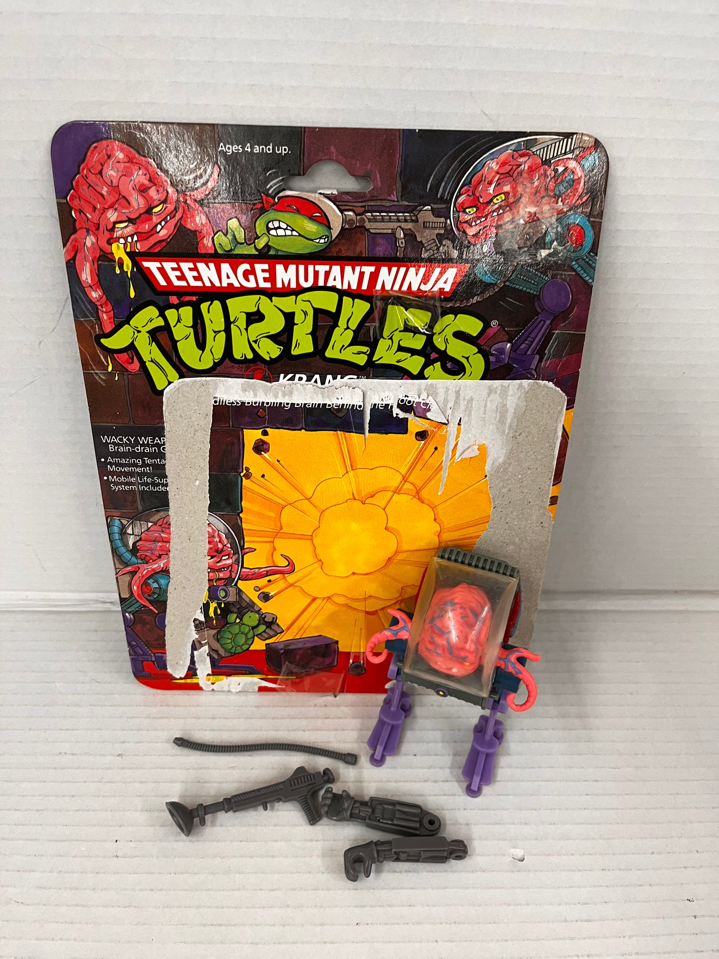 Krang 100% Complete Teenage Mutant Ninja Turtles TMNT Playmates 1989 Loose WCard