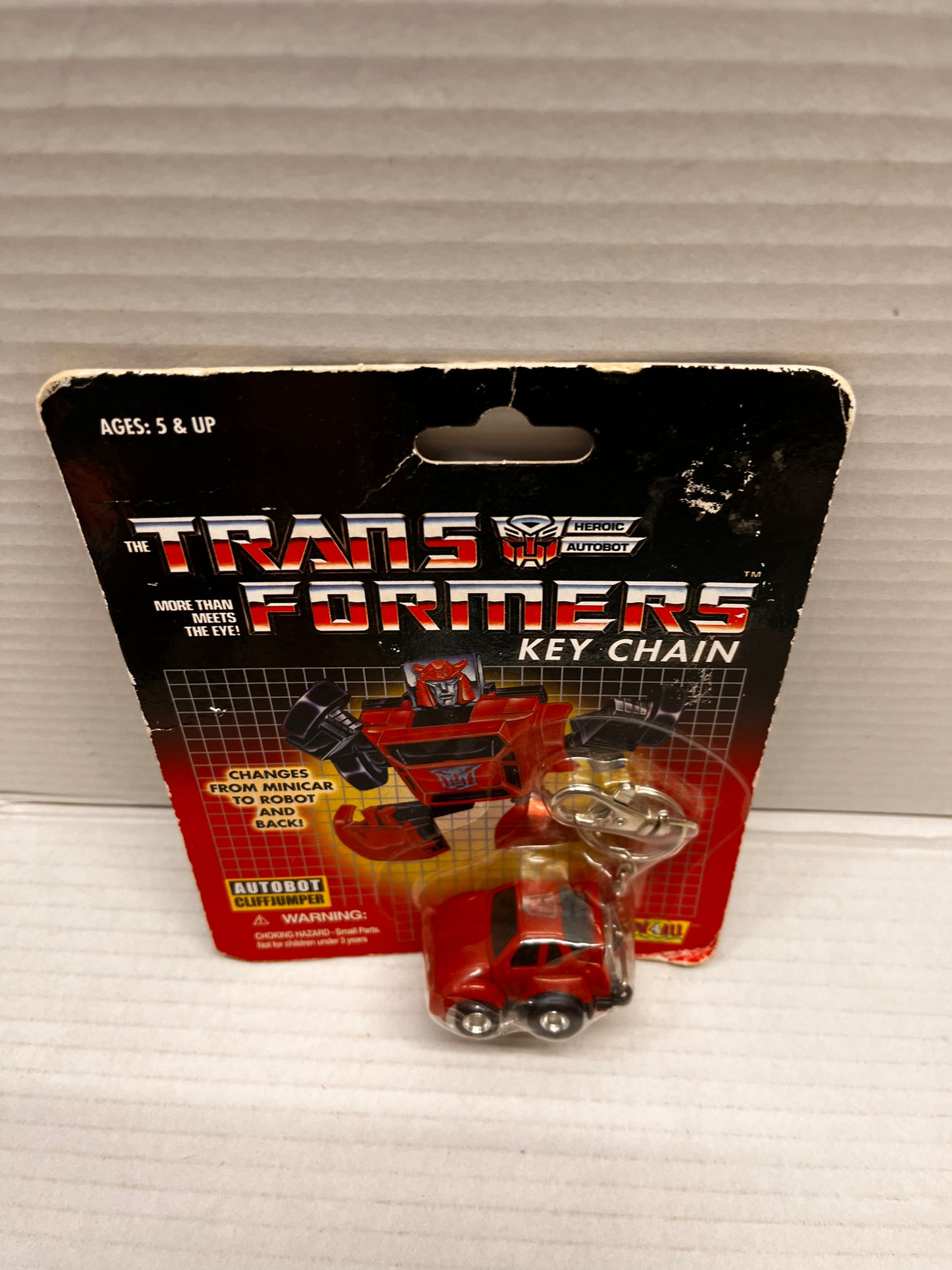 2001 Transformers Autobot Cliffjumper Key Chain With Clip & Save Tech Specs, New