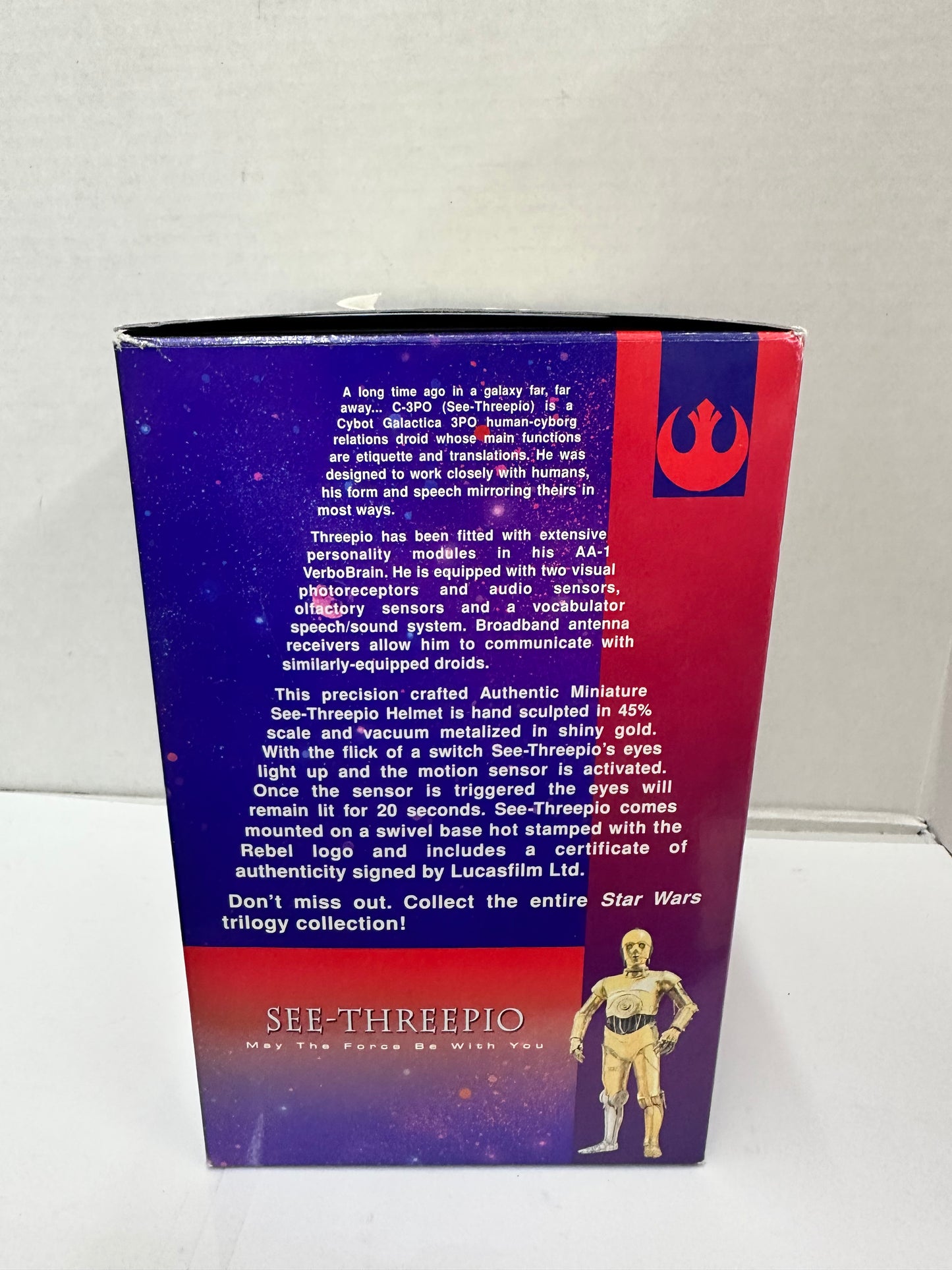 1997 Riddell Star Wars See-Threepio C-3PO Miniature Motion Sensor Helmet