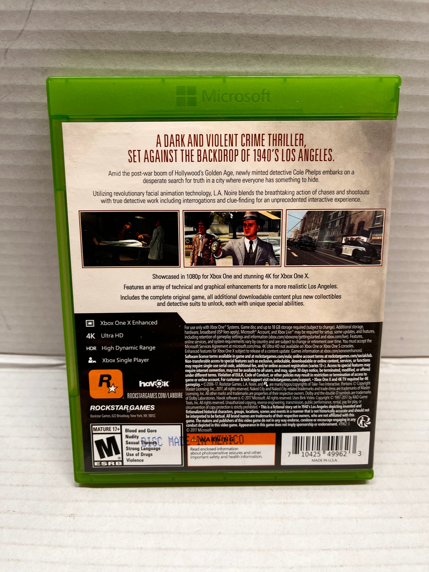 L.A. Noire (Microsoft Xbox One, 2017) | Used