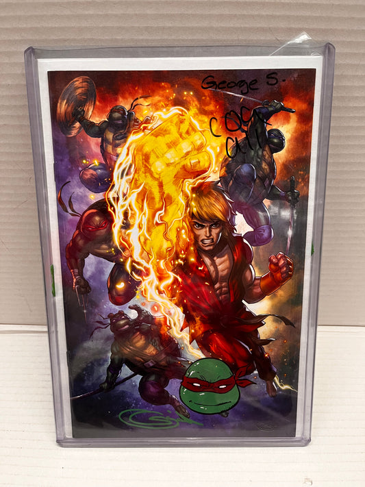 TMNT vs Street Fighter #1 Sajad Shah Exclusive SIGNED W/ ART - RAPHAEL W/ COA