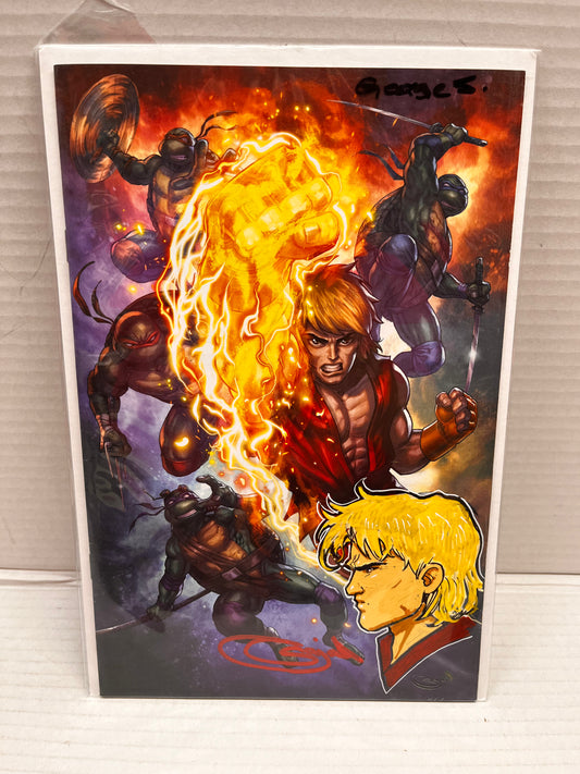 TMNT vs Street Fighter #1 Sajad Shah Exclusive SIGNED W/ ART - KEN MASTERS & COA