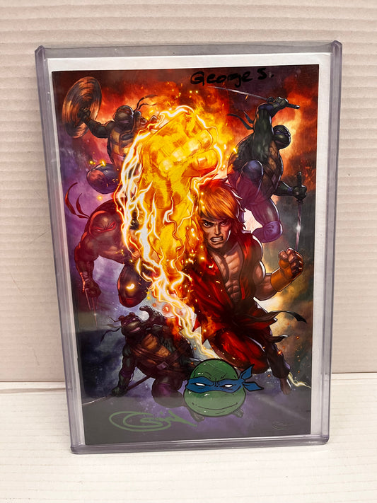 TMNT vs Street Fighter #1 Sajad Shah Exclusive SIGNED W/ ART - LEONARDO & COA