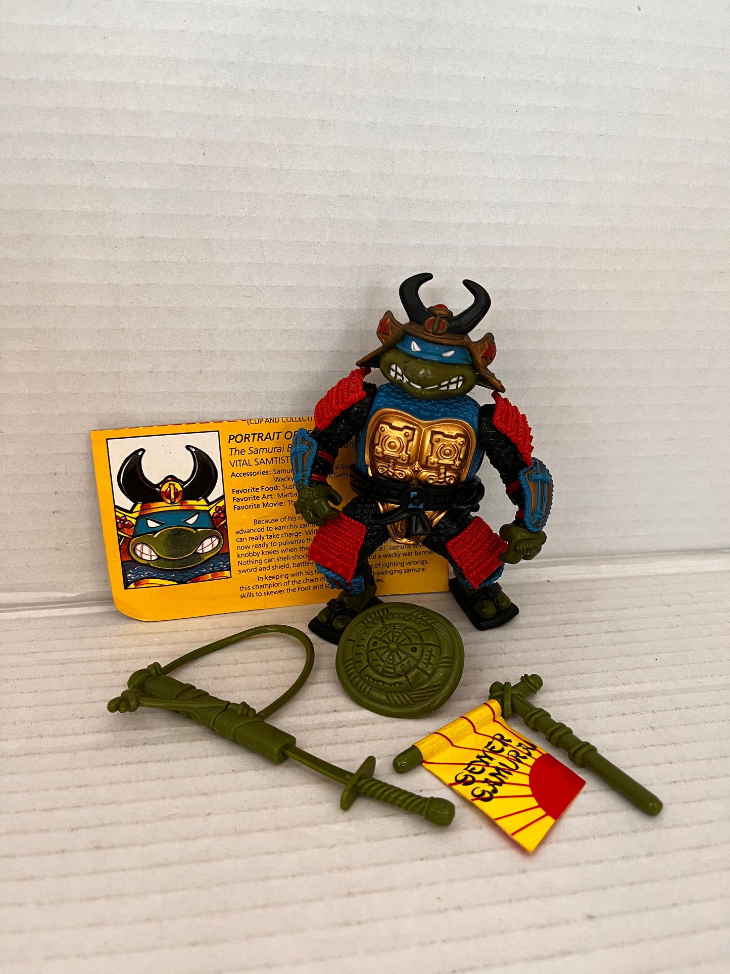 Sewer Samurai Leo Complete - Vintage 1990 TMNT With Card