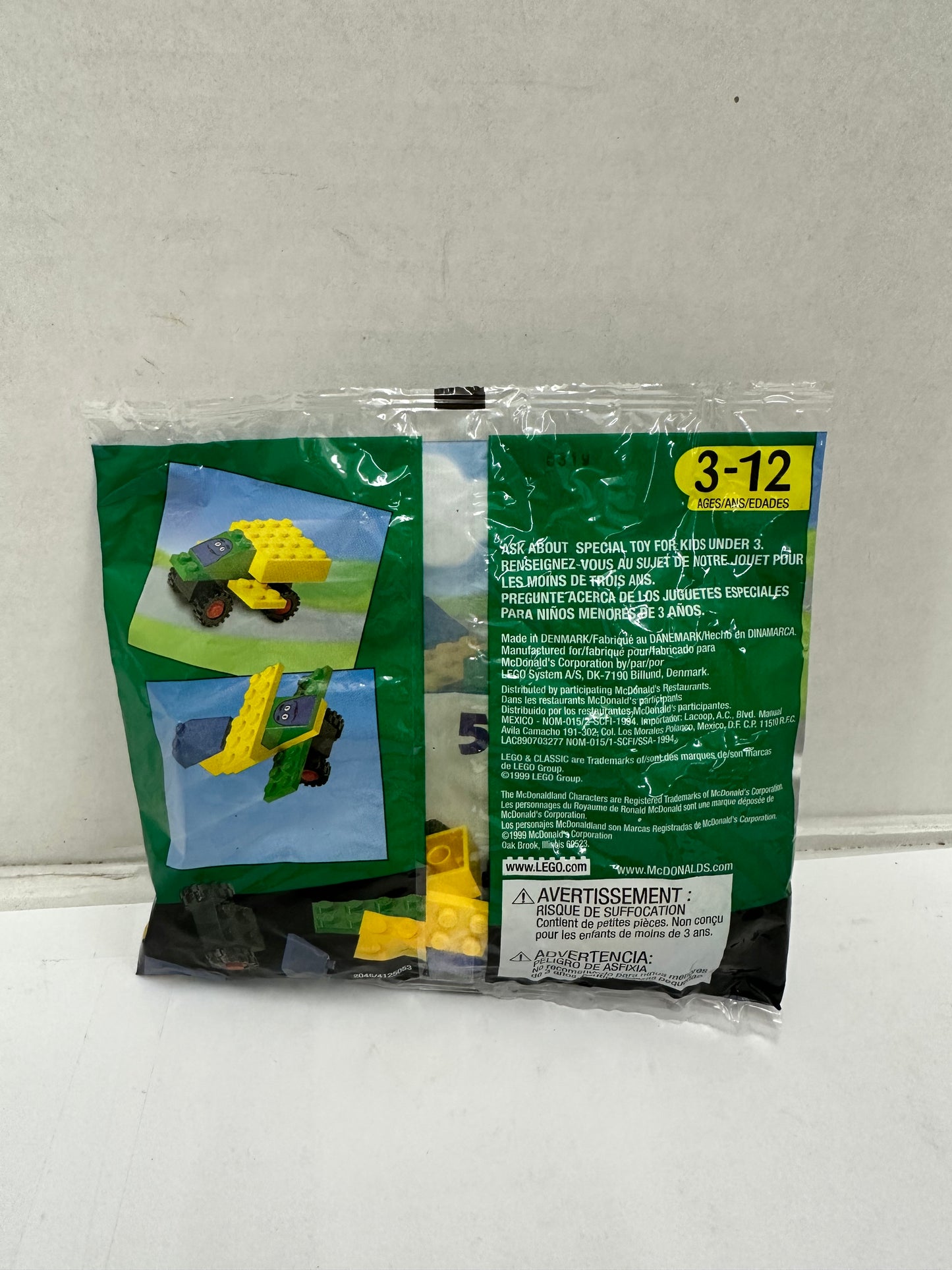 1999 LEGO #5 MCDONALD'S HAPPY MEAL TOY PURPLE CAR CLASSIC GRIMACE VINTAGE