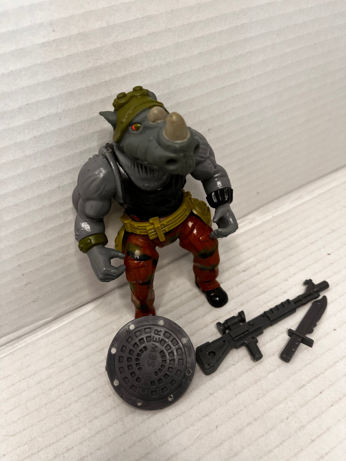 1988 Soft-Head Rocksteady TMNT Teenage Mutant Ninja Turtles 100% COMPLETE