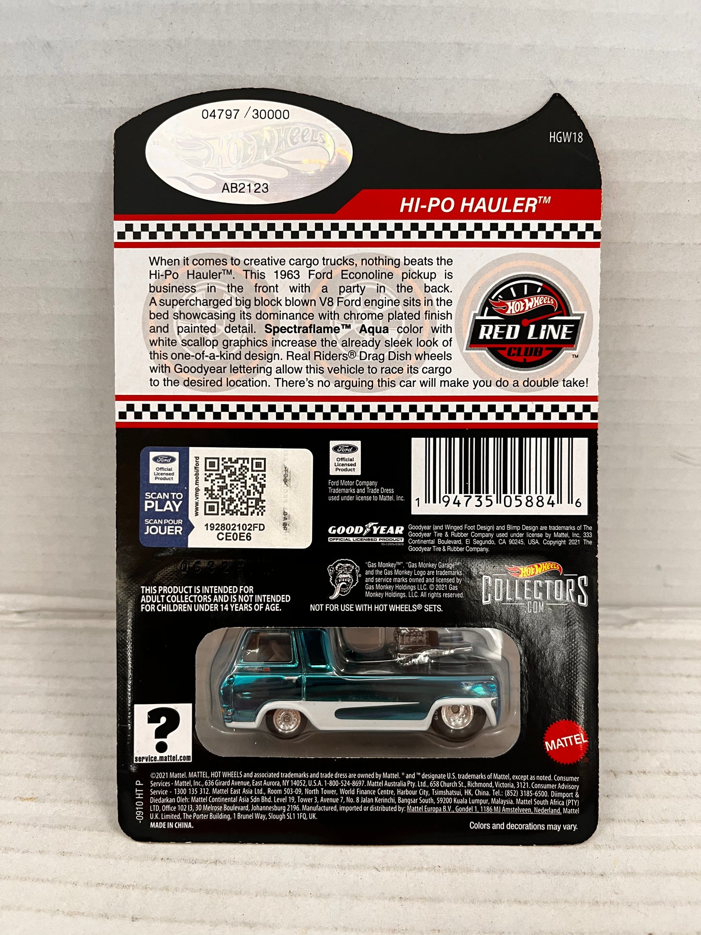 Hot Wheels Red Line Club Collectors RLC Hi-Po Hauler #04797/30000