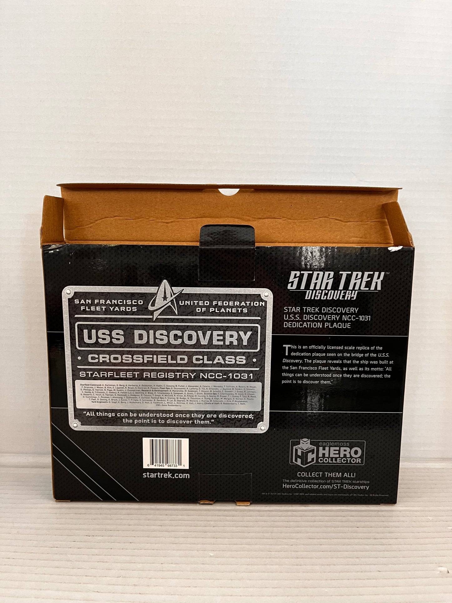 Star Trek USS Discovery NCC- 1031 Dedication Plaque Hero Collector