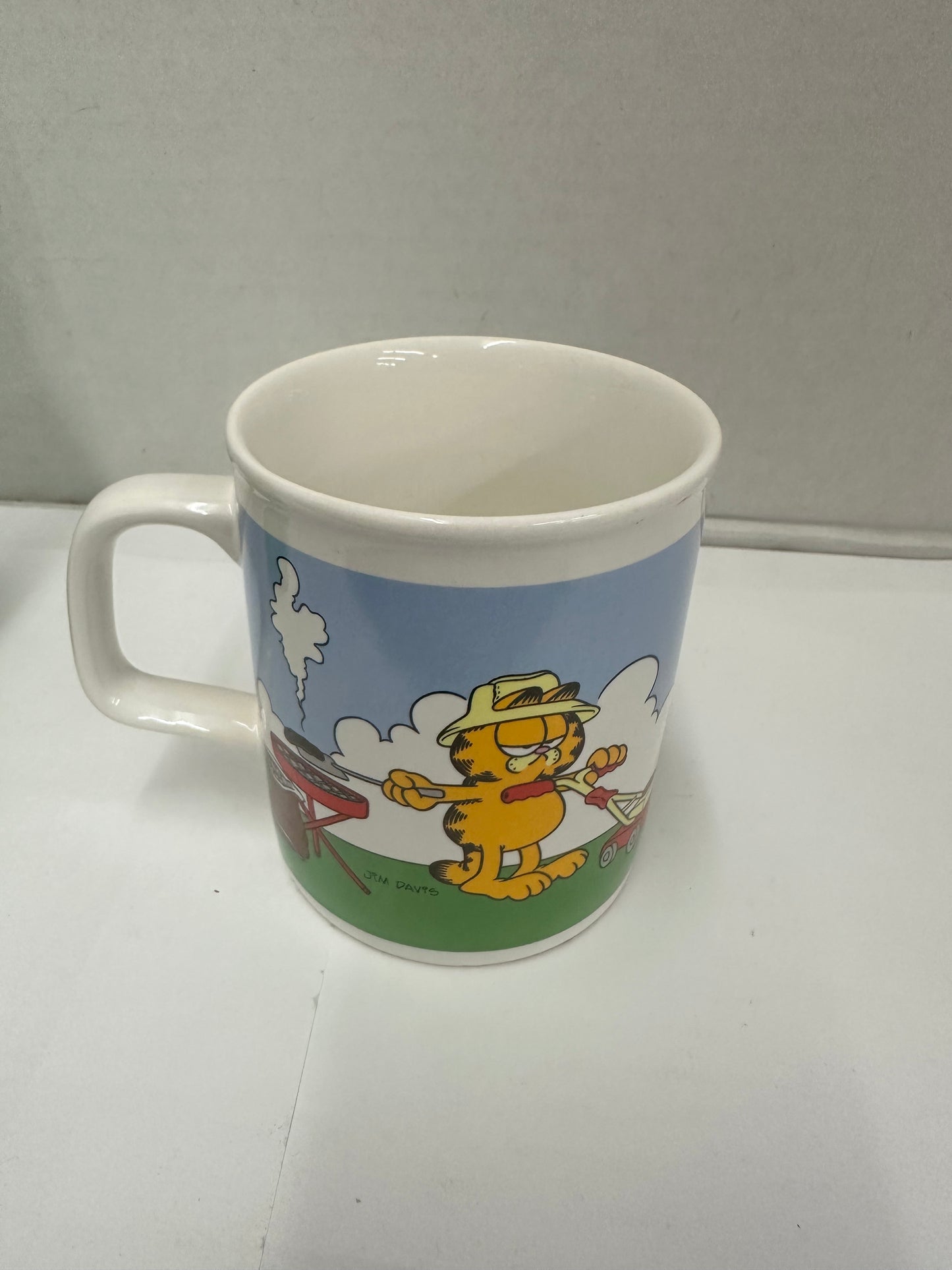 Vintage Garfield Happy Father's Day Mug 1978 Enesco Jim Davis BBQ Lawn Mower