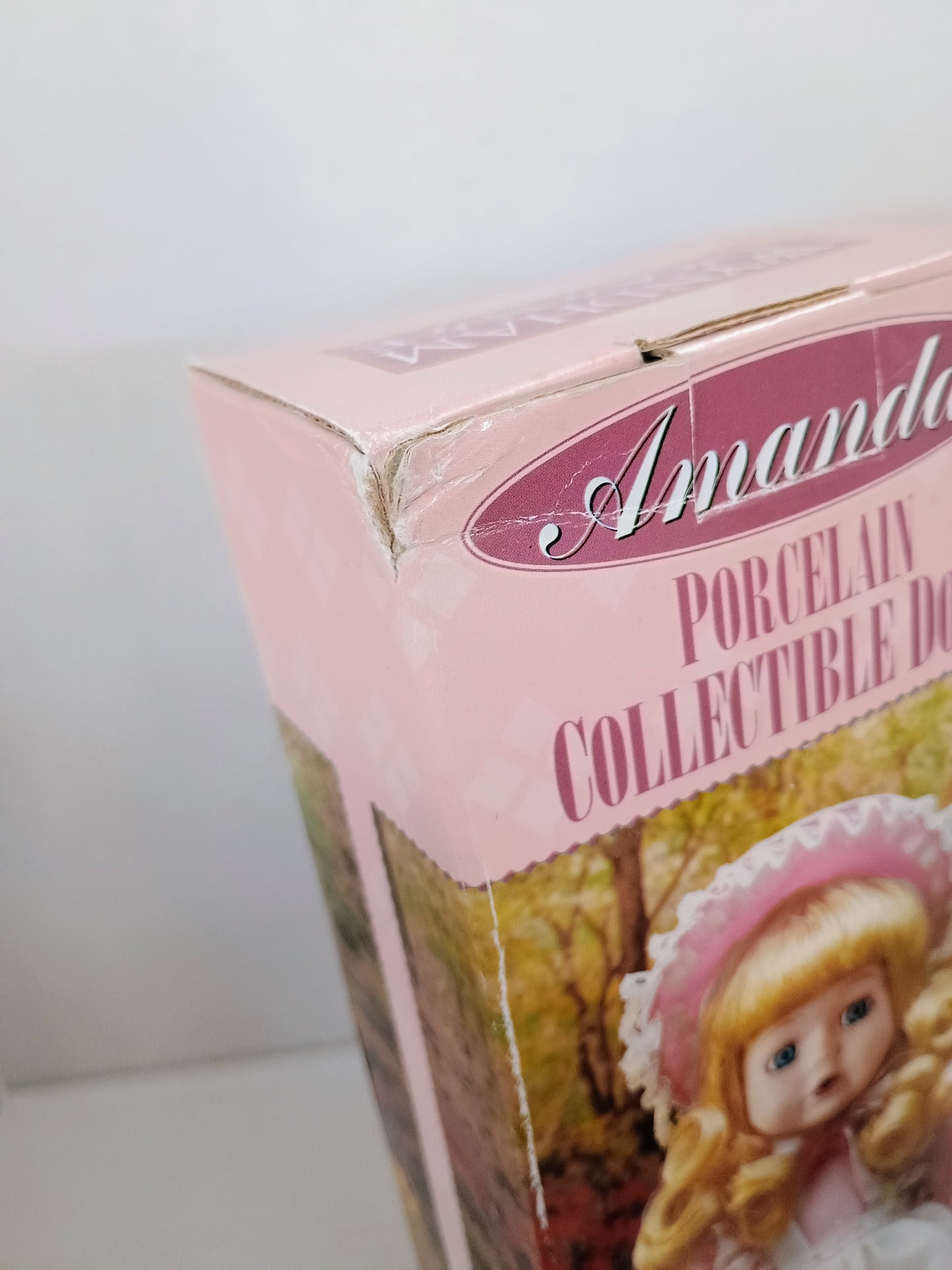 Amanda Porcelain Doll Wyndham Lane Pink Dress Blonde Curls