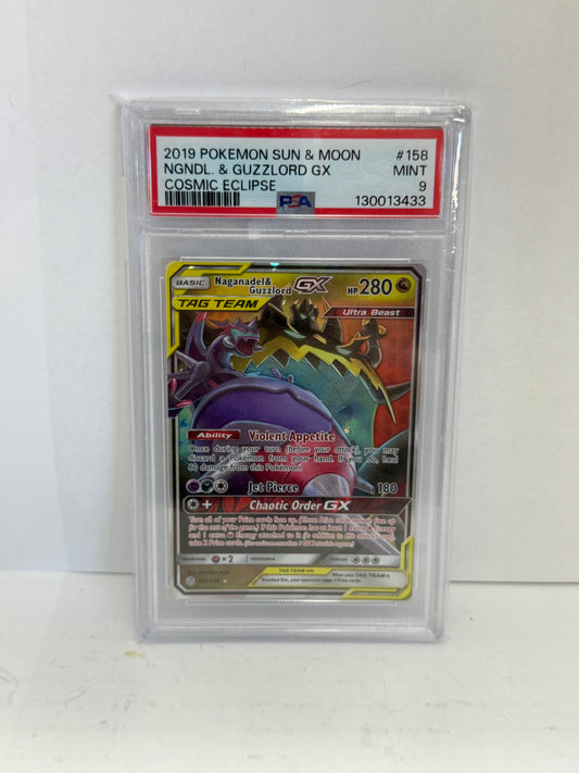 POKEMON COSMIC ECLIPSE NAGANANDEL & GUZZLORD GX  158/236 PSA 9