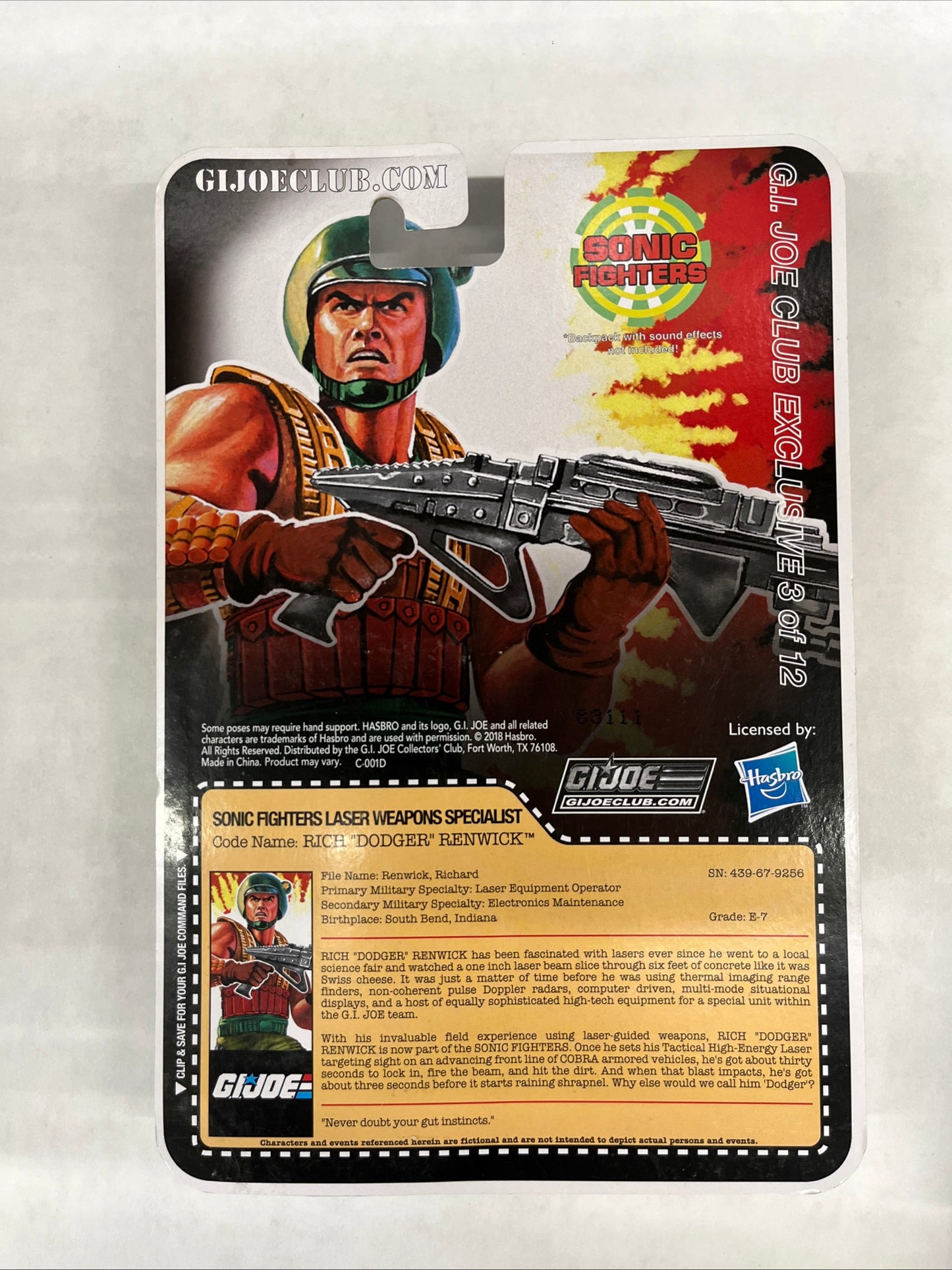 GI Joe ARAH Sonic Fighters Rich "Dodger" Renwick Action Figure 2018 Hasbro