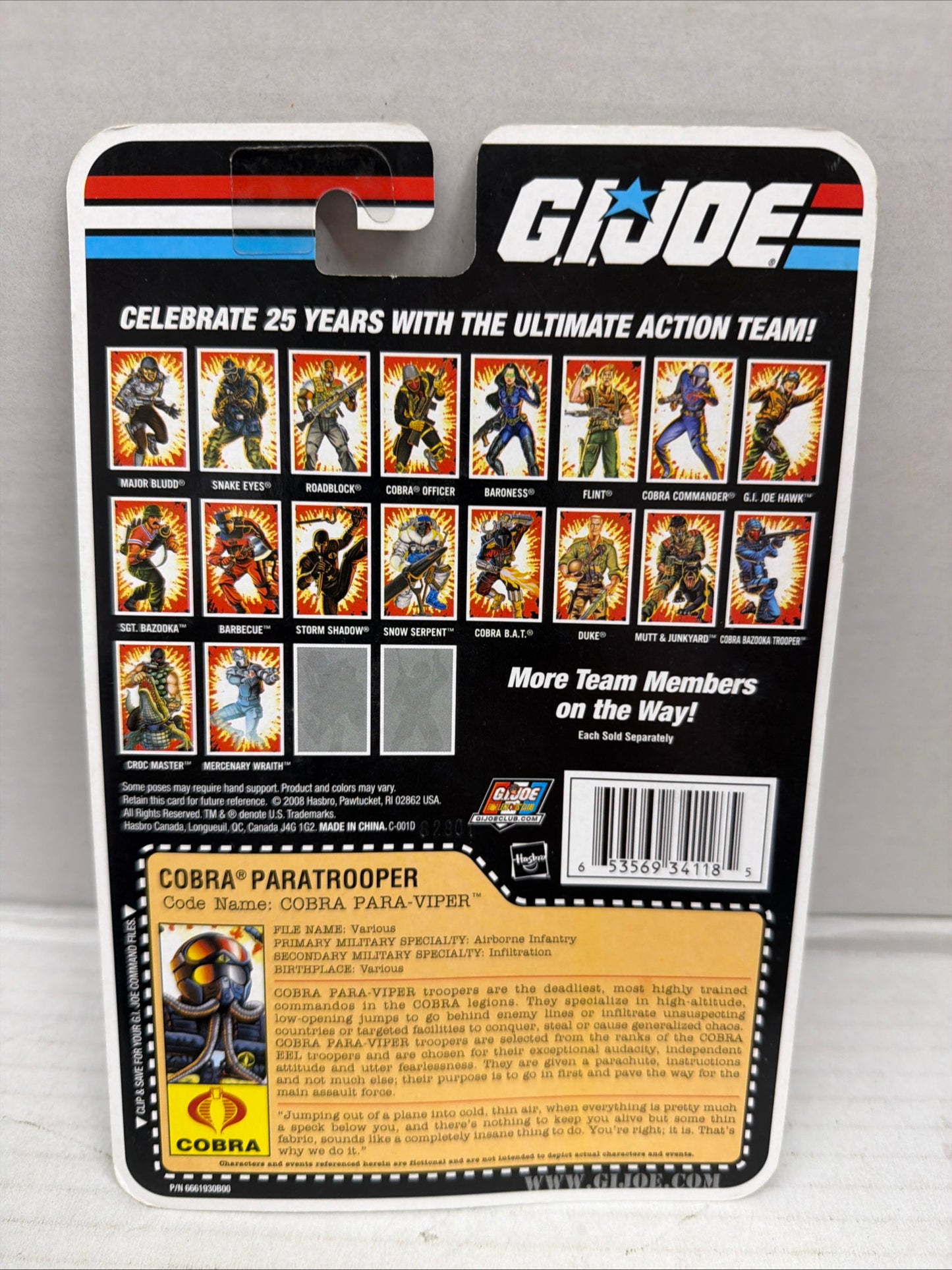 Paratrooper Para-Viper G.I. JOE COBRA 25th Anniversary COMIC MOC NEW