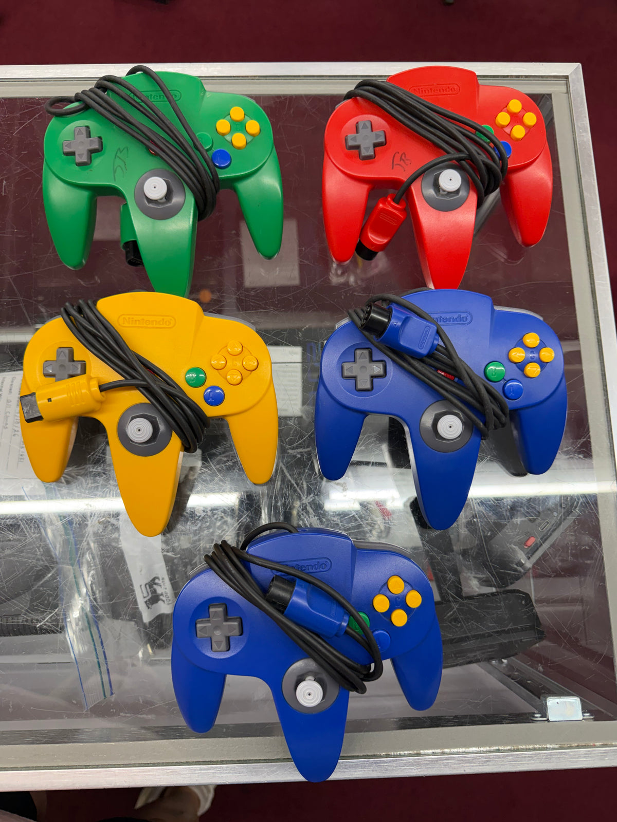 Lot of 5 OEM Nintendo N64 Controller Blue Red Yellow Green ORIGINAL AUT Untested
