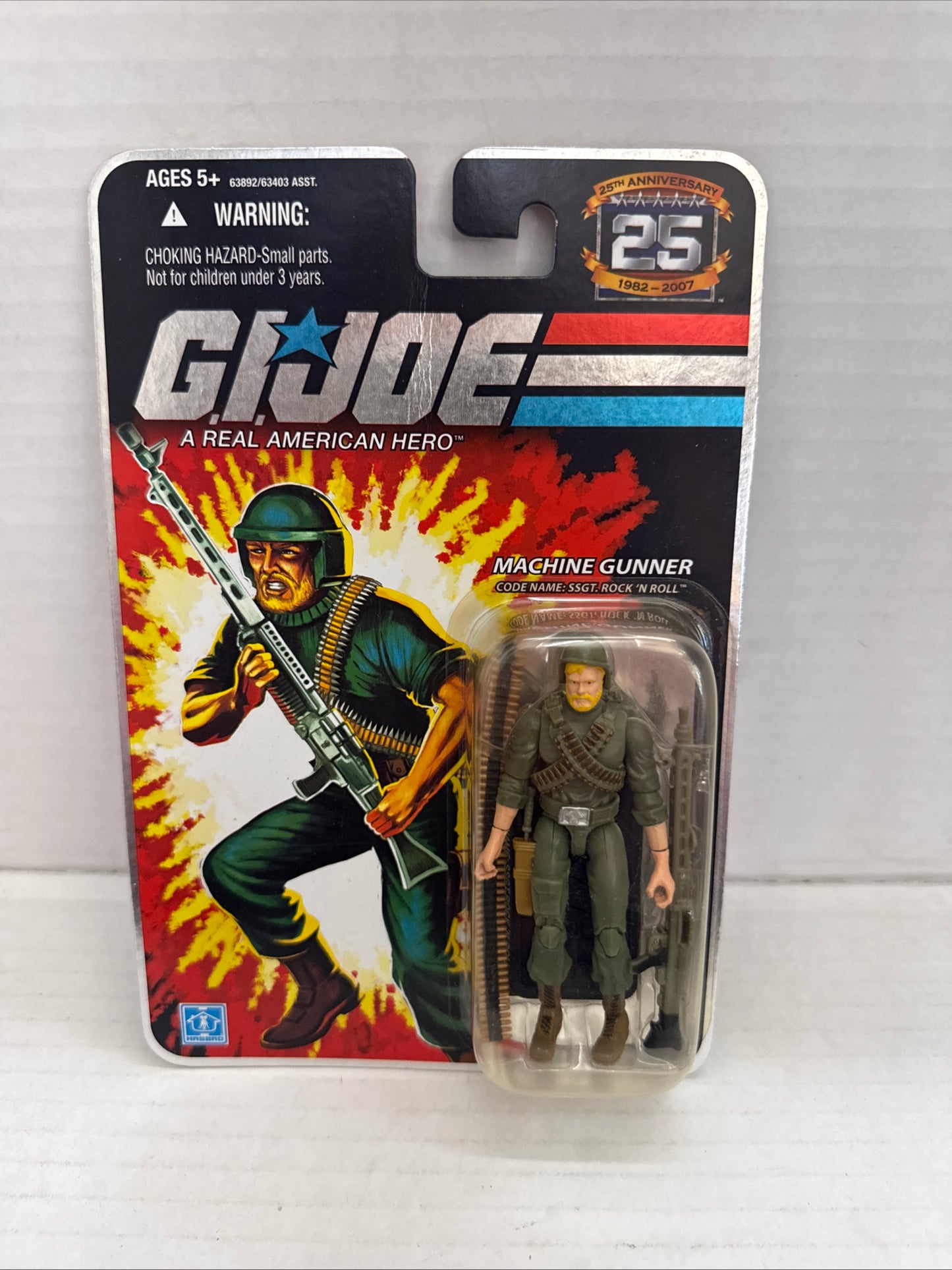 2008 GI Joe ROCK N’ ROLL Foil 25th Anniversary SSGT. Machine Gunner 3.75”