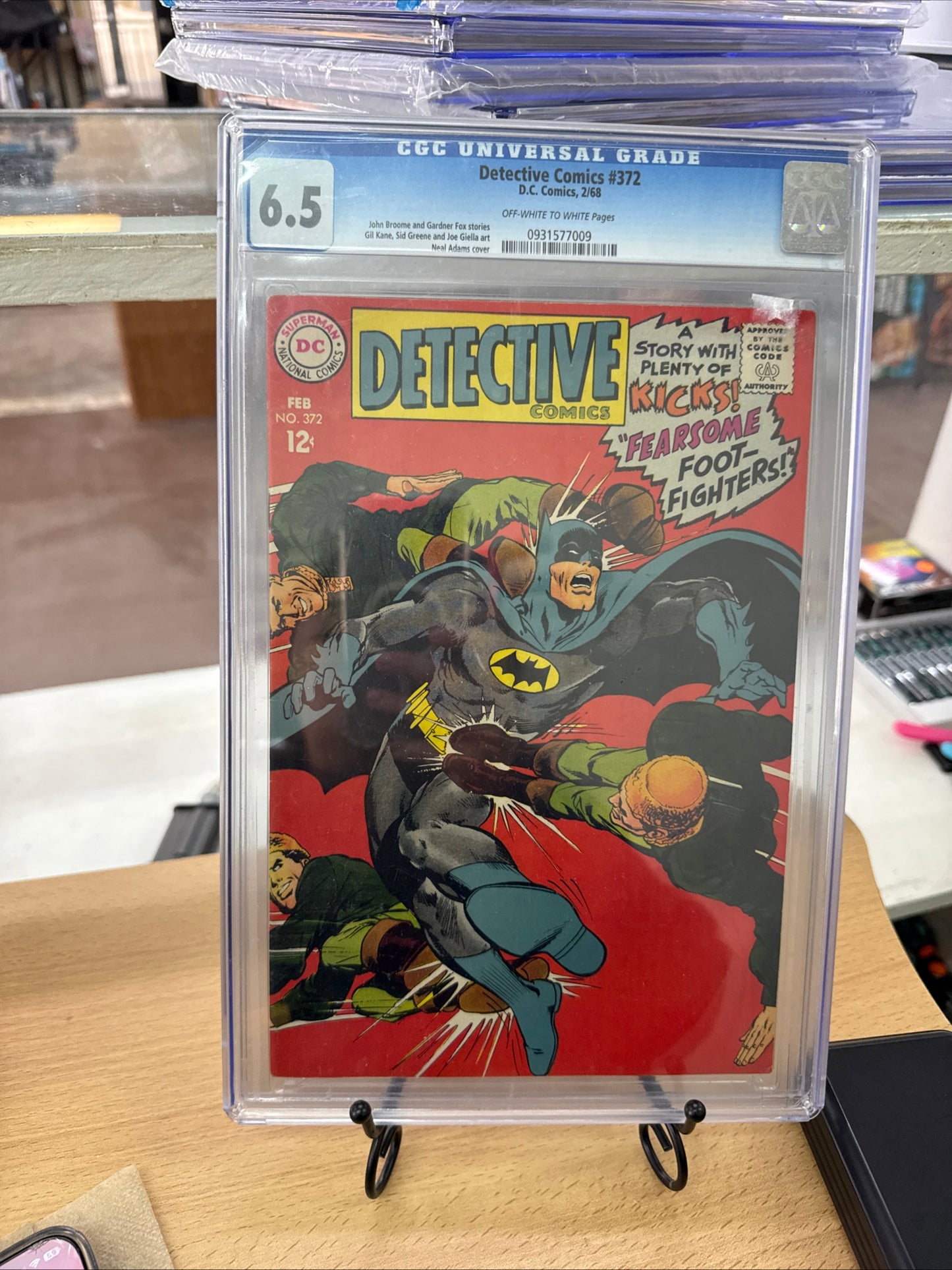 DETECTIVE COMICS #372 CGC 6.5 2/68 OWW PAGES NICE NEAL ADAMS SILVER BATMAN!