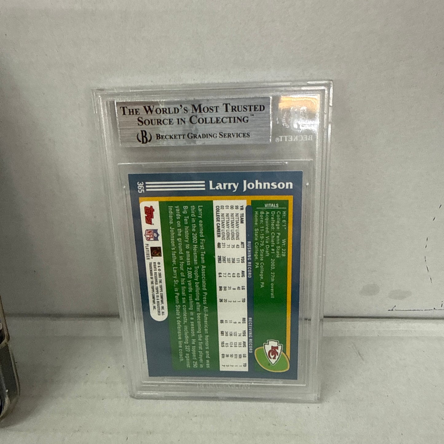 Larry Johnson RC BGS 9: 2003 Topps Rookie True Gem Mint