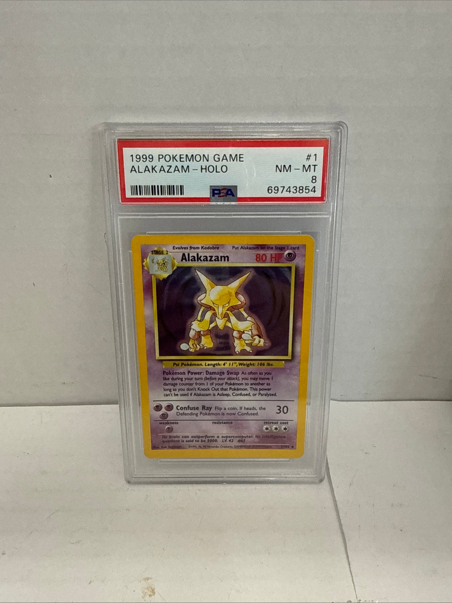 Alakazam Base Set Holo Rare 1/102 PSA 8 NM-MT 1999 Pokemon