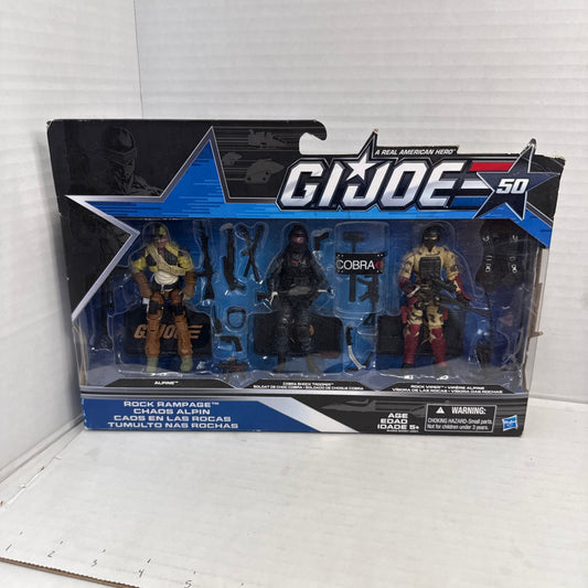 Brand New 50th Anniversary GI Joe Rock Rampage Alpine, Shock Trooper, Rock Viper