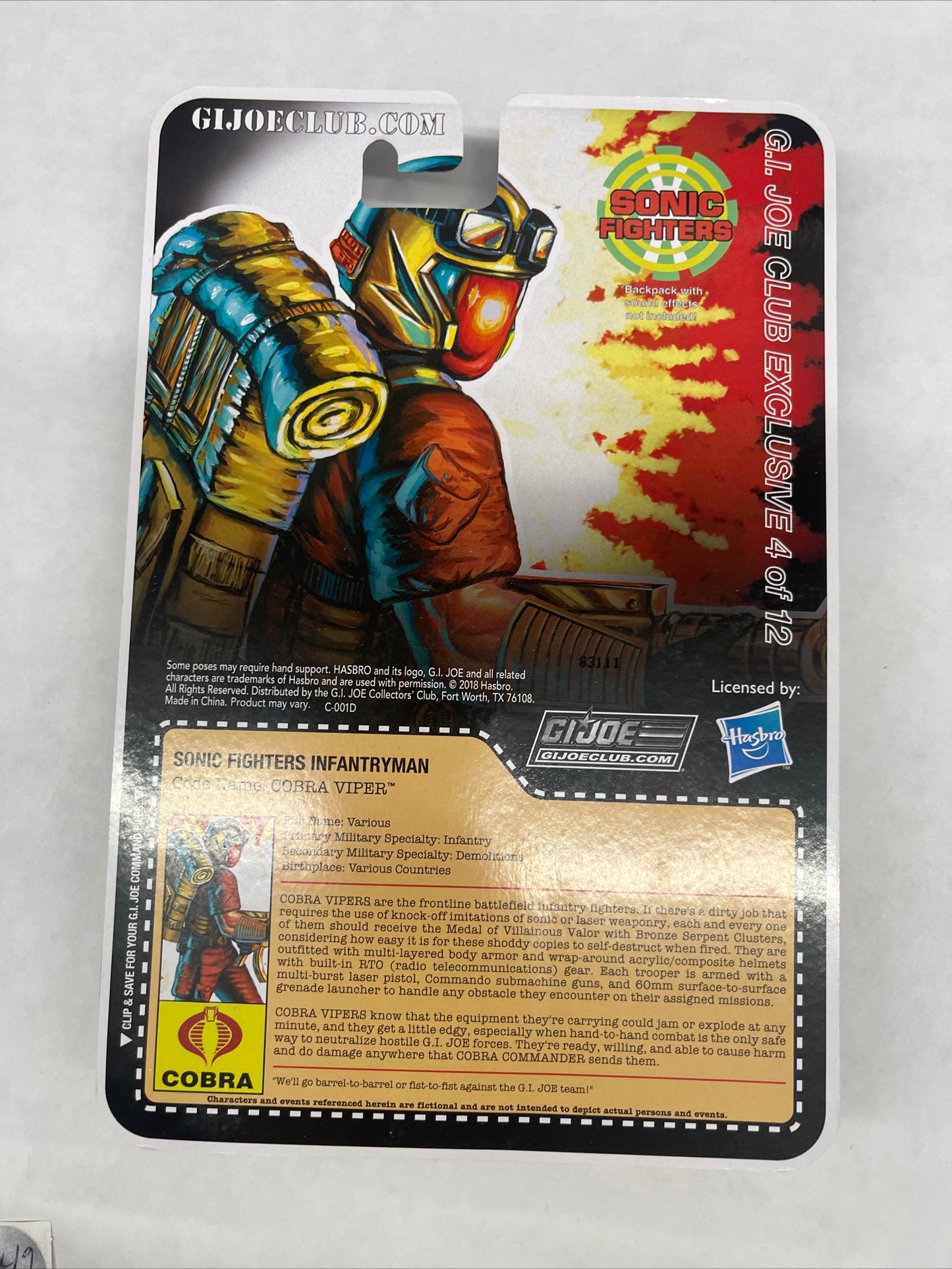 2019 GI Joe Sonic Fighters Cobra Viper Club FSS Final 12 MOC
