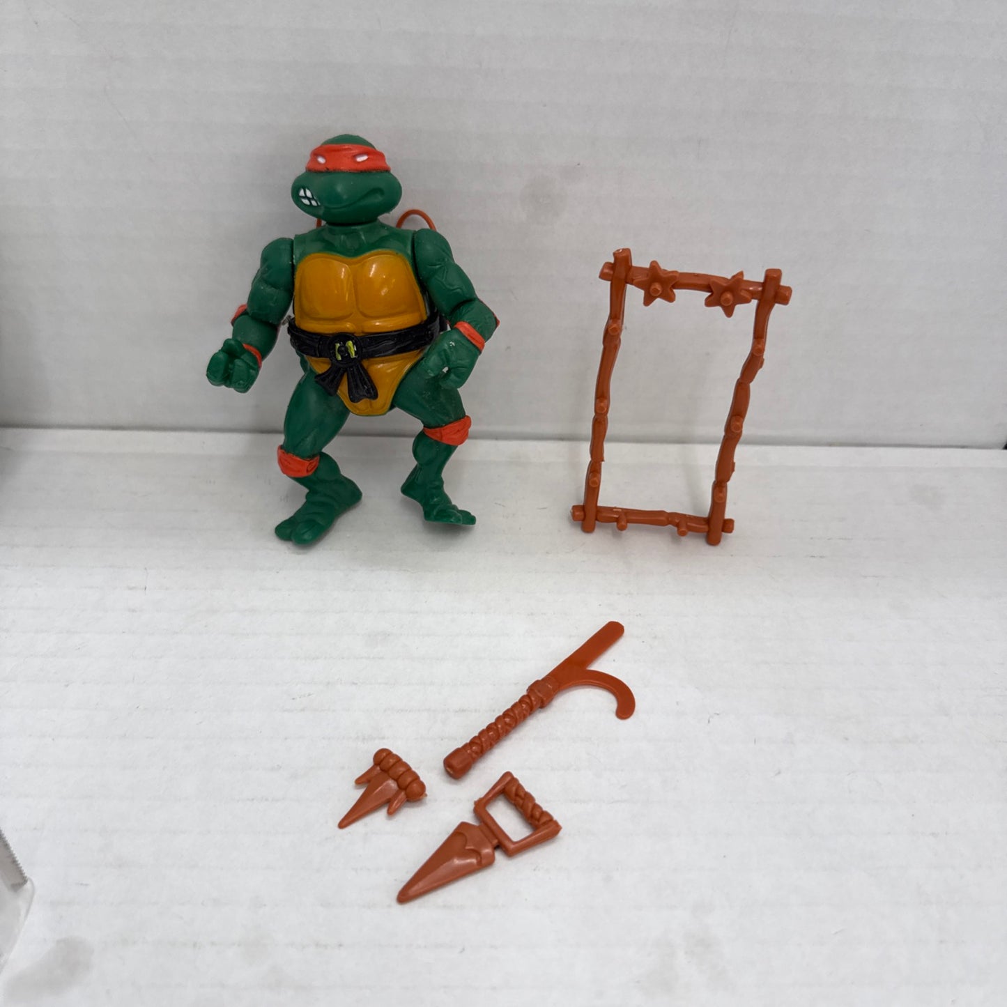 Vintage 1988 TMNT MICHAELANGELO Figure With Weapons - COMPLETE SET Broken Chuck