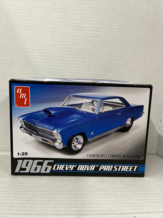 SKILL 2 MODEL KIT 1966 CHEVROLET NOVA PRO STREET 1/25 SCALE BY AMT AMT636