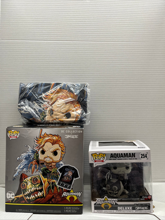 Funko POP! Tees AQUAMAN (Black T) Jim Lee Collection
