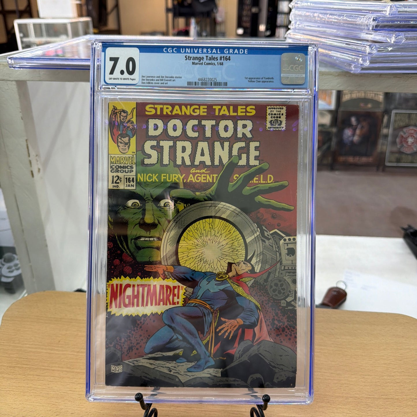 Strange Tales #164 CGC. 7.0  White Pages! 1968, 1st Appearance Of “Yandroth”!