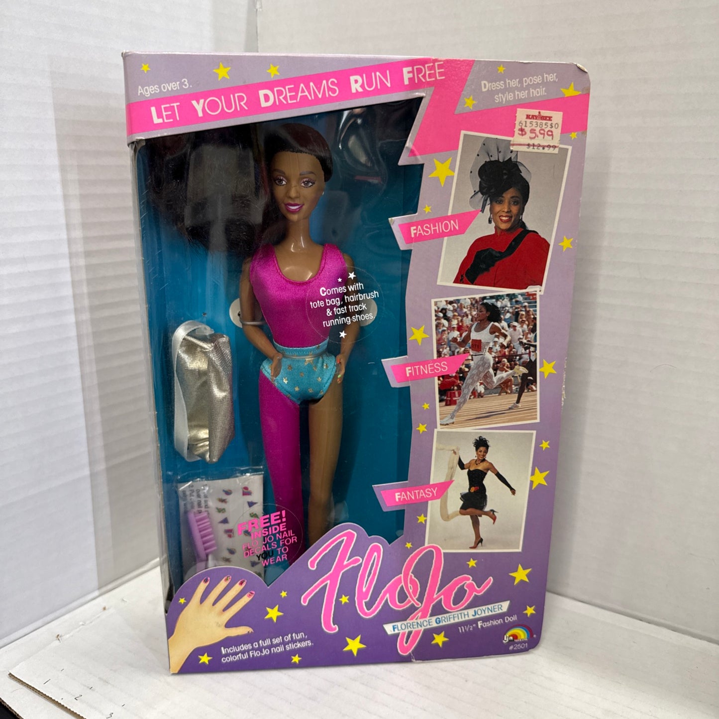 FLO JO FASHION/FITNESS/FANTASY DOLL, 1989, ORIGINAL IN BOX!