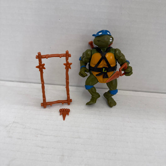 Vintage 1988 TMNT Leonardo Weapon Rack Playmates Leo Action Figure INCOMPLETE