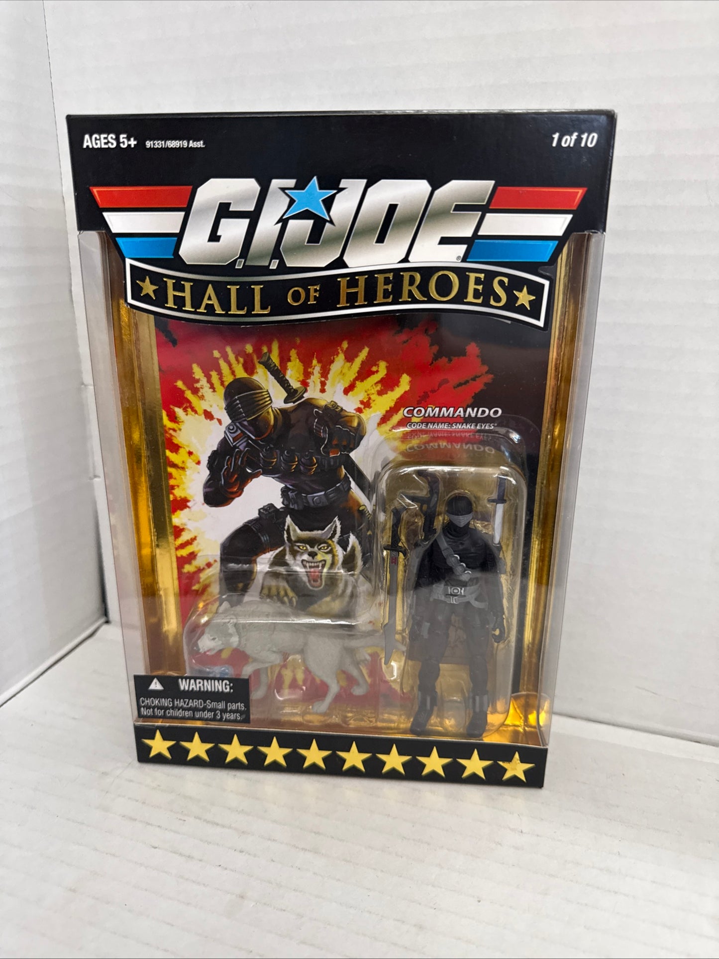 Hasbro G.I. Joe Hall of Heroes Snake Eyes Action Figure w/ Timber Wolf 2008