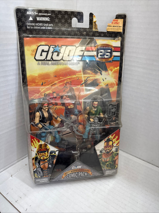 GI JOE 2007 HASBRO 25th 3.75” DREADNOK TORCH & RIPPER COBRA FIGURE COMIC 2 PACK