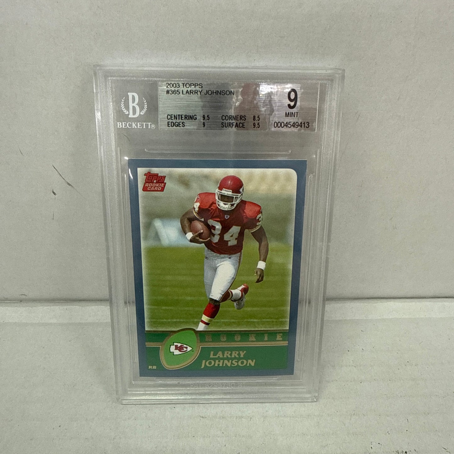 2003 Topps Football Larry Johnson RC Chiefs Beckett 9 Mint #365