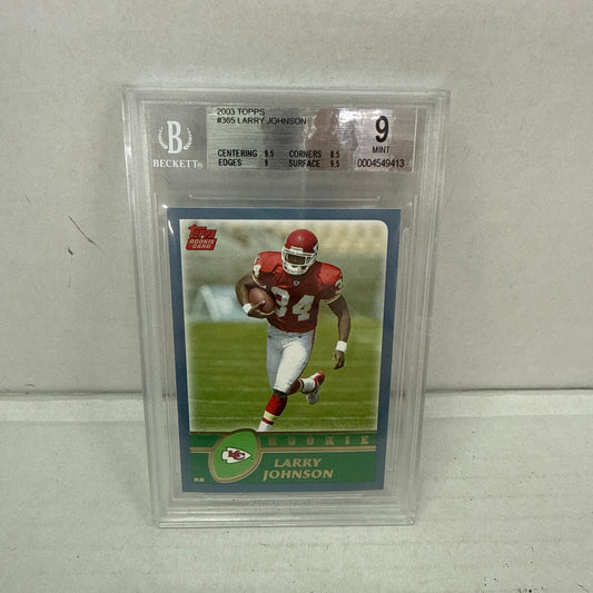 2003 Topps Football Larry Johnson RC Chiefs Beckett 9 Mint #365