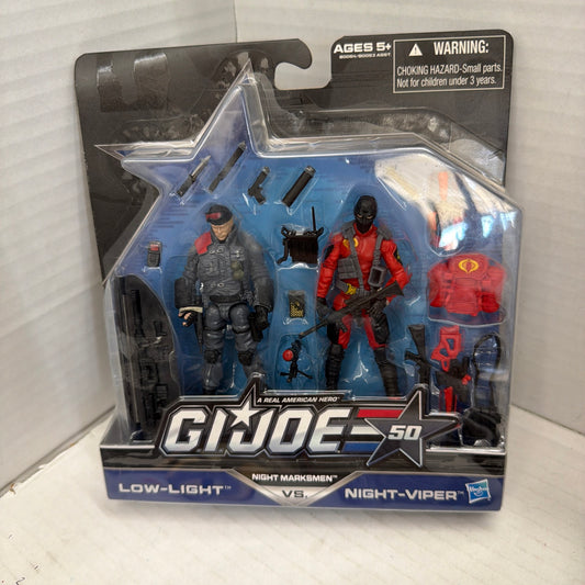 2014 GI JOE 3 3/4" 50th Night Marksmen-Low Light vs Night Viper-NIP