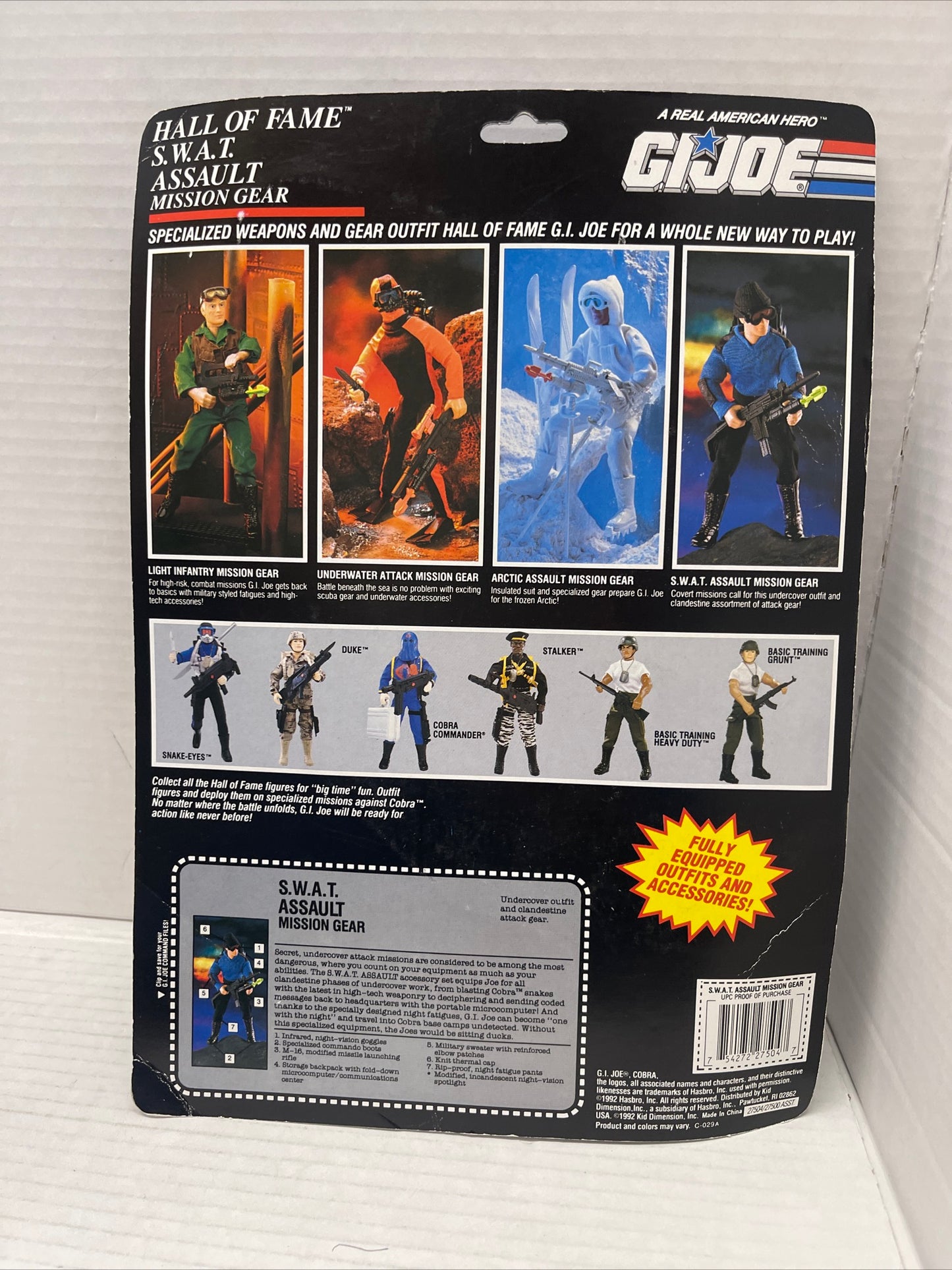 GI Joe HOF SWAT Assault Mission Gear 1992 Hasbro 12-Inch Figure Accessories