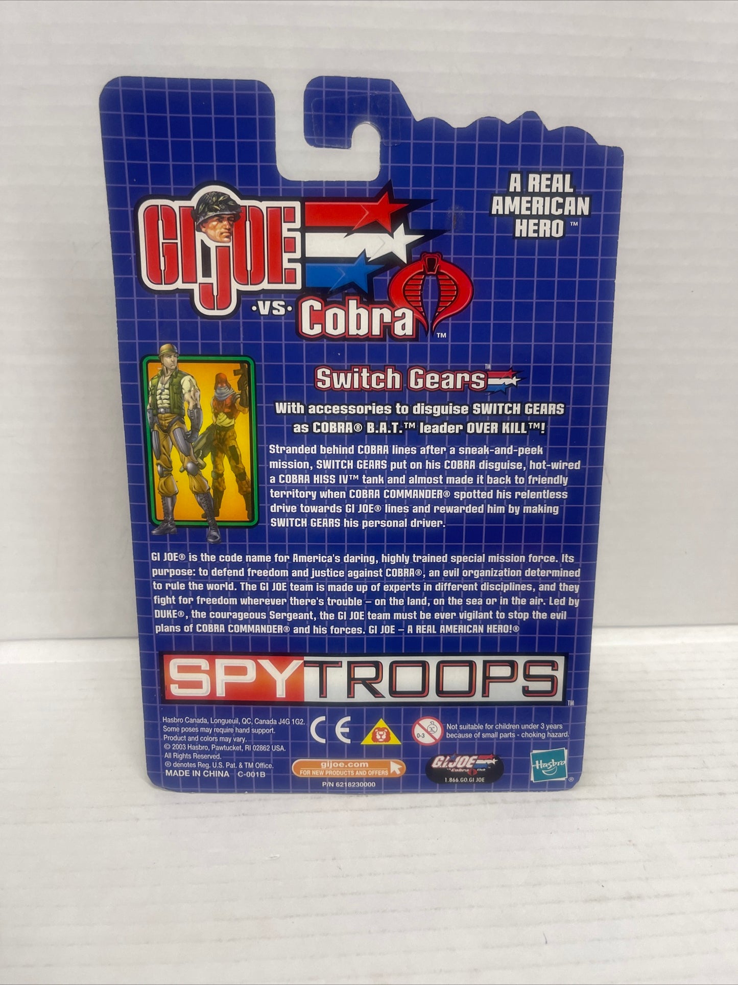 2003 GI JOE VS COBRA SWITCH GEARS v1 & COBRA COMMANDER v15 CARDED FIGURES MOSC