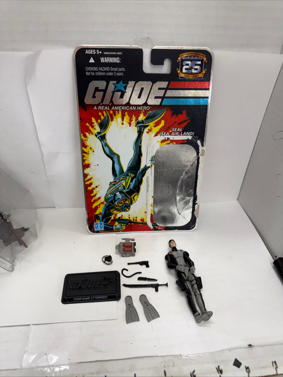 GI Joe 25th Anniversary Lt. Torpedo 3.75" Figure Seal Sea Air 2008 Hasbro Opened
