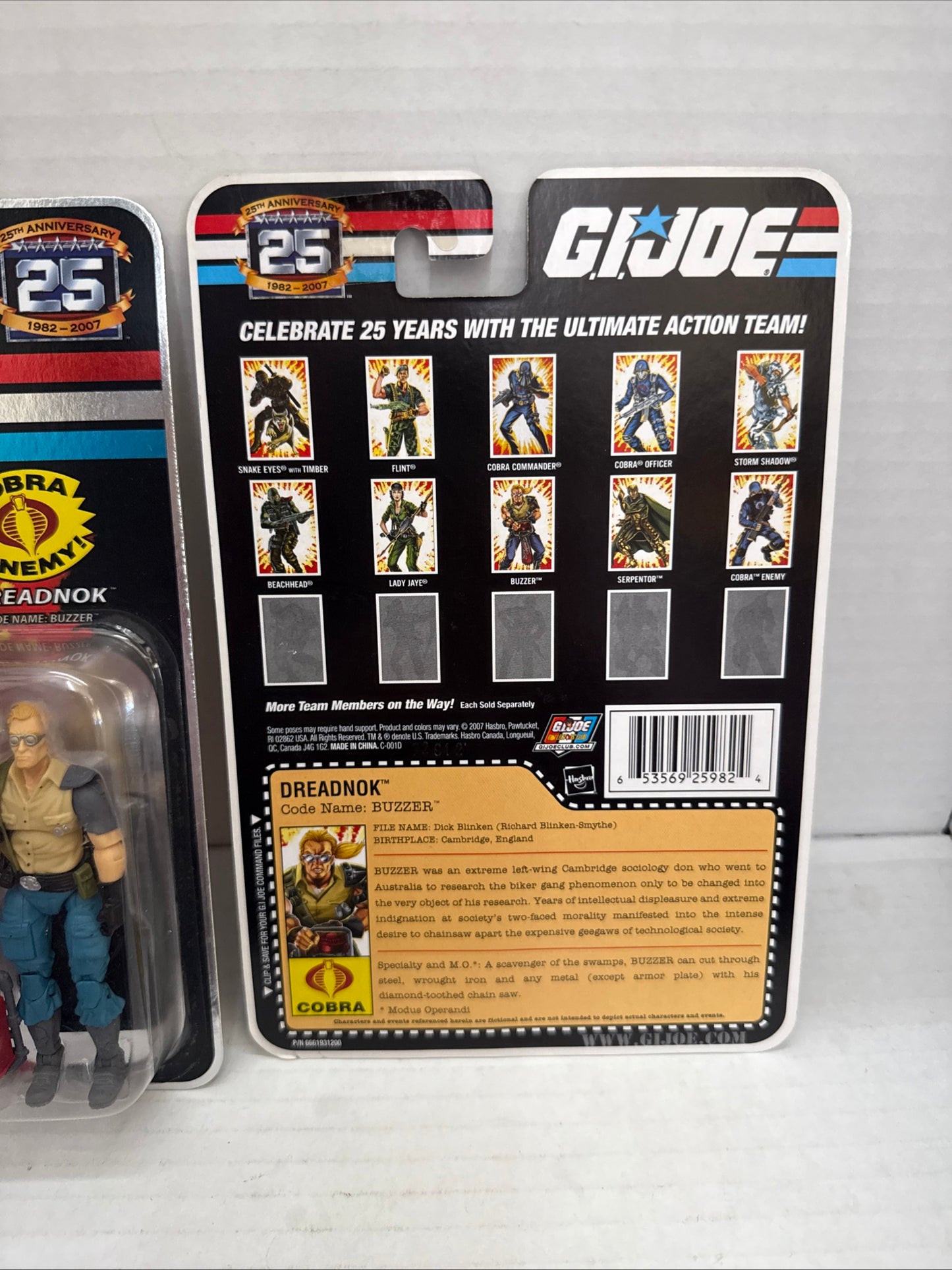 2007 G. I. Joe 25th Anniversary Cobra Dreadnok Buzzer Mint On Foil Card