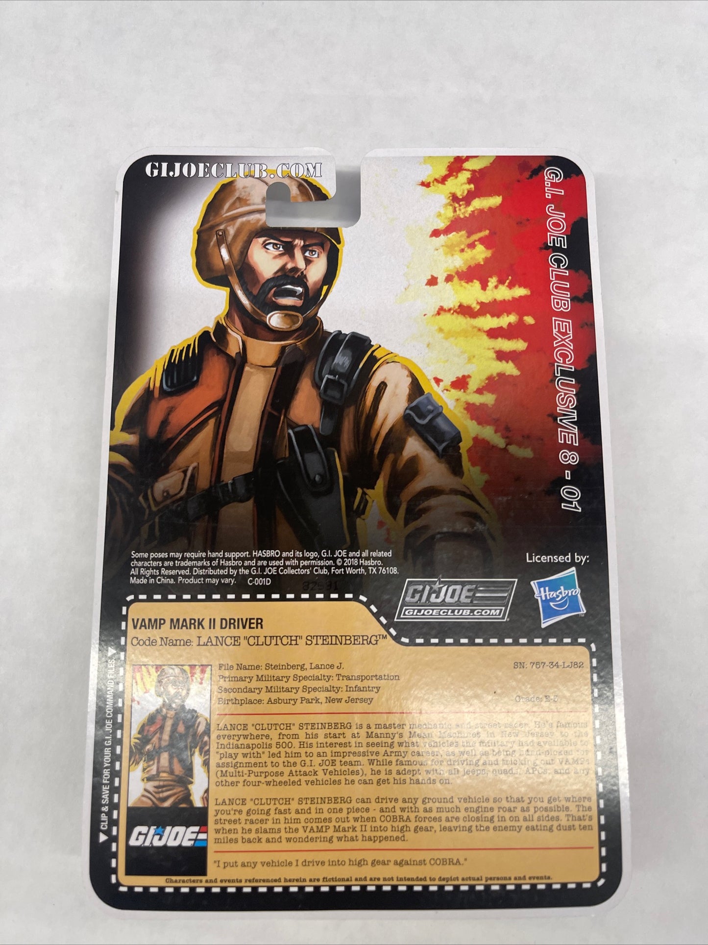 Vamp Mark II Driver Code Name Lance Clutch Steinberg G.I. Joe Club Exclusive MOC