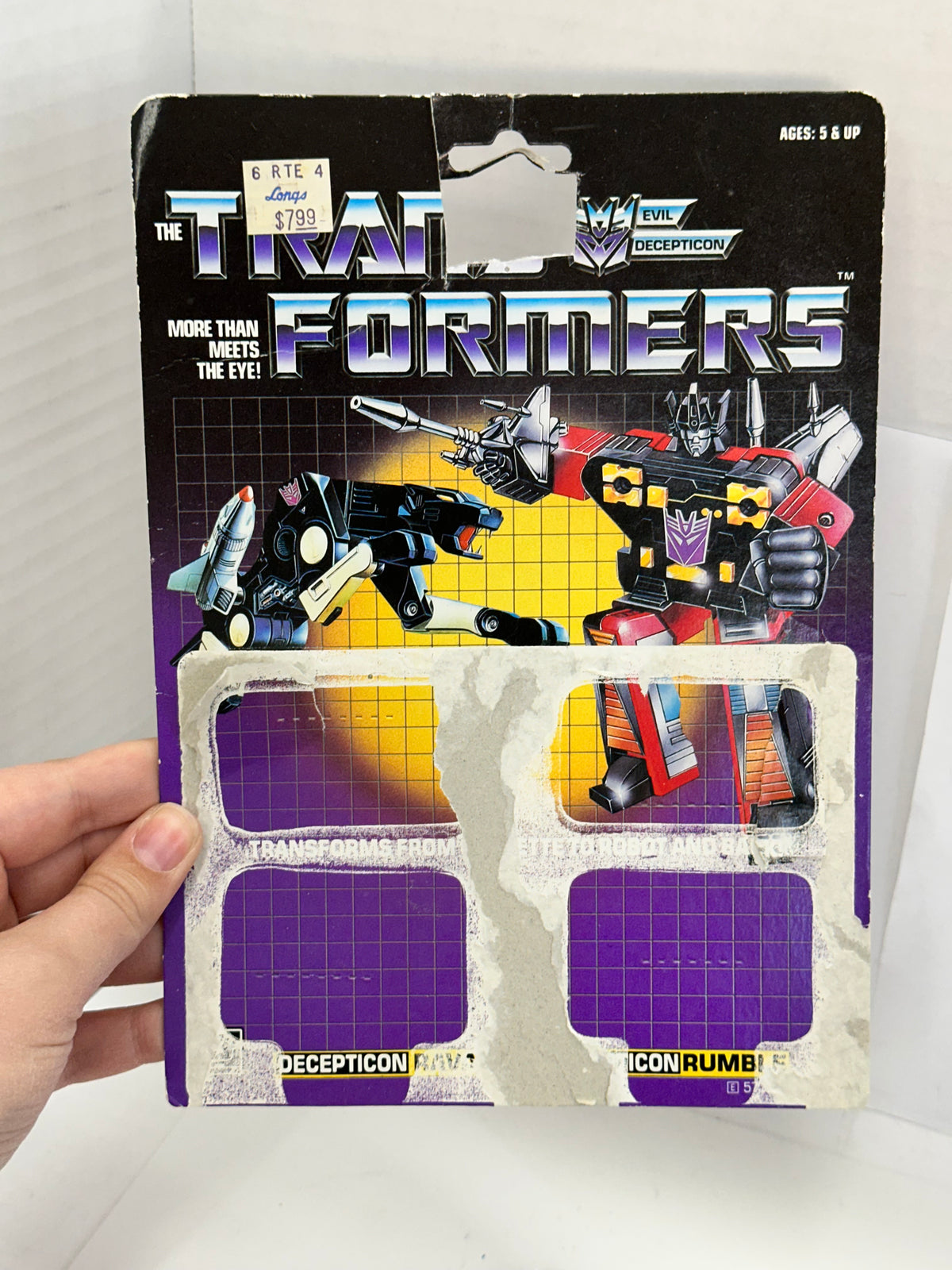 Transformers G1 Decepticon Cassette RAVAGE W Card Hasbro Takara Vintage 1984