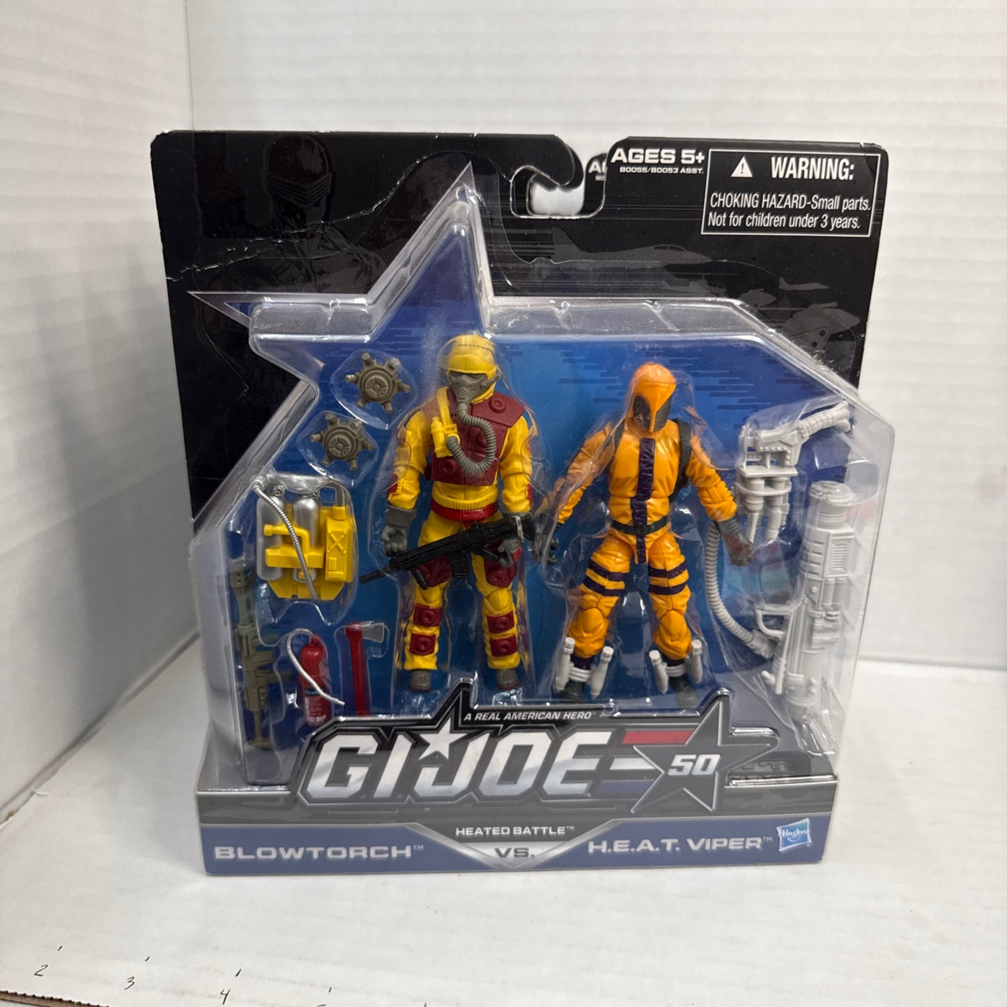 2014 GI Joe 50th HEATED BATTLE, Blowtorch Vs Cobra H.E.A.T. Viper 3.75” Figures
