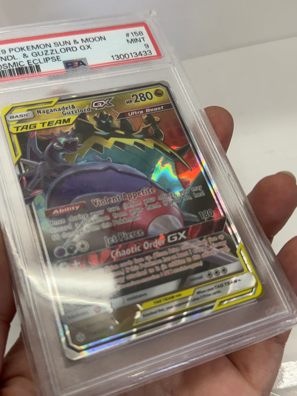 POKEMON COSMIC ECLIPSE NAGANANDEL & GUZZLORD GX  158/236 PSA 9