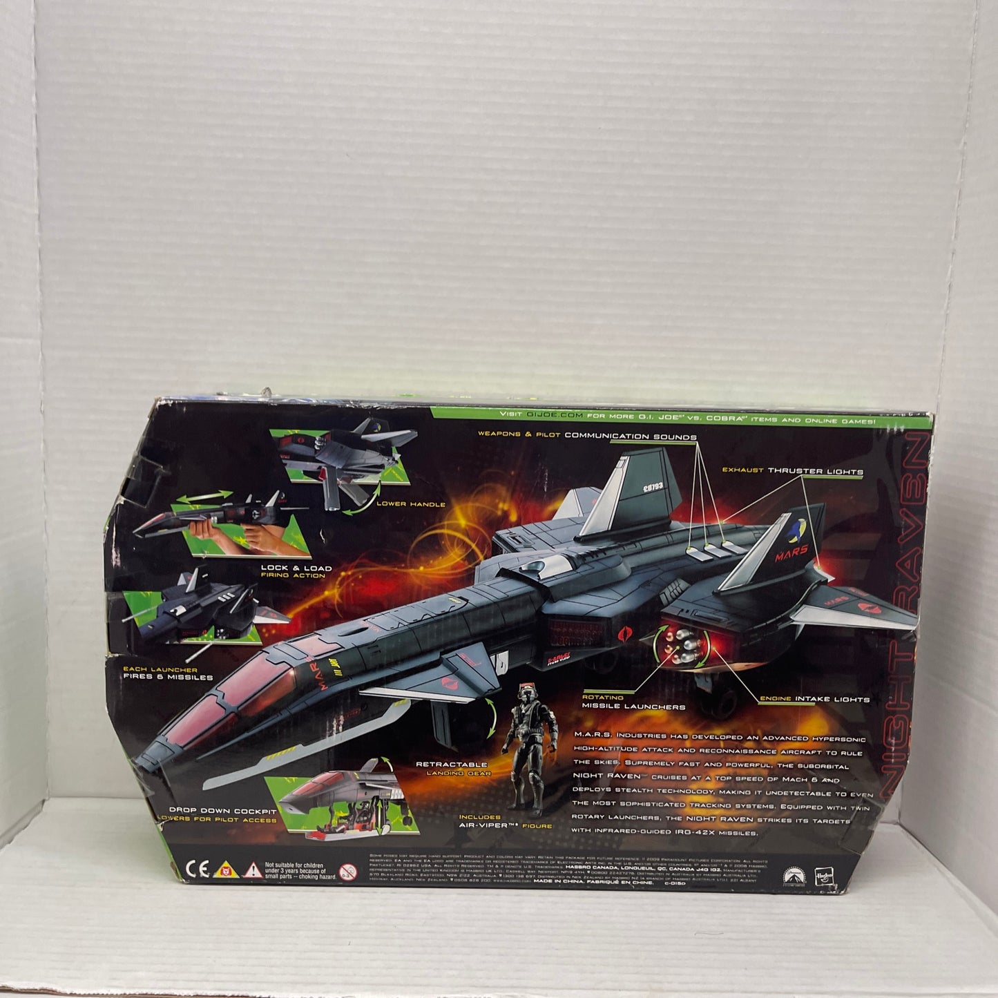 2009 GI JOE ROC COBRA NIGHT RAVEN JET w/ AIR VIPER v3 FIGURE MISB SEALED