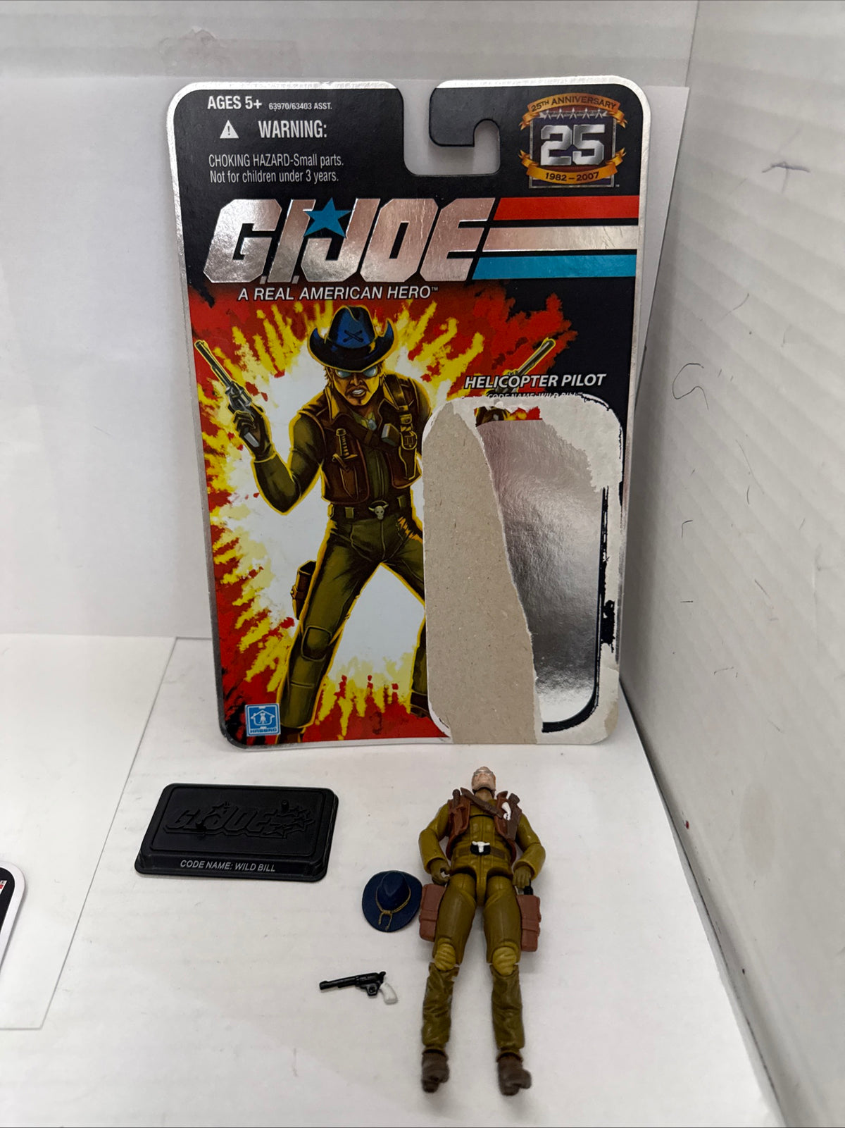 GI Joe 25th Wild Bill Helicopter Pilot 3.75" Figure Foil Card Hasbro 2008 Opened
